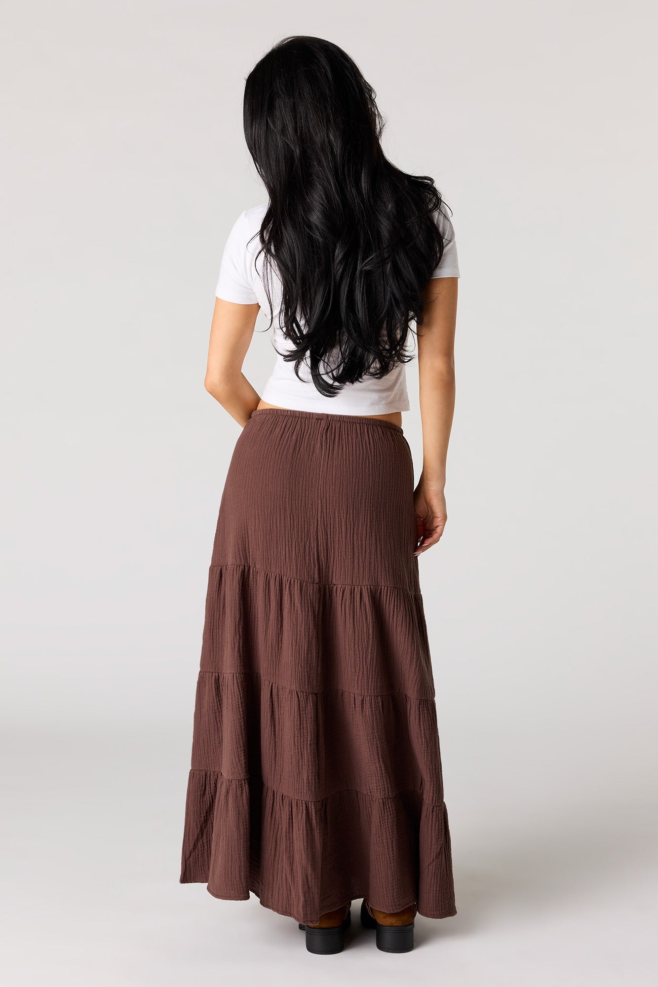 Crinkled Tiered Maxi Skirt
