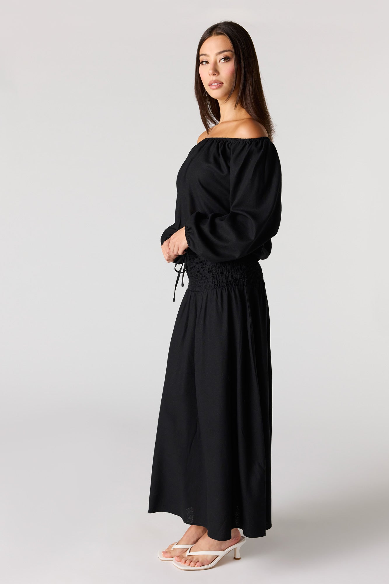 Linen-Blend Maxi Skirt