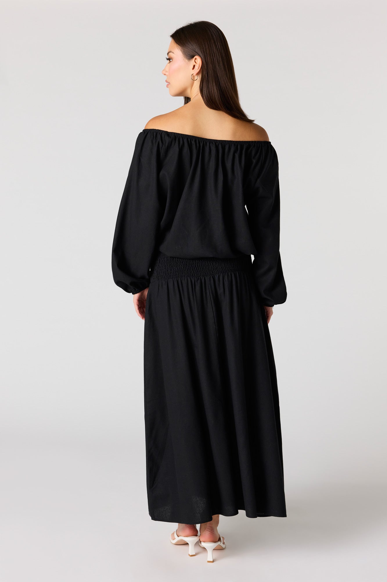 Linen-Blend Maxi Skirt