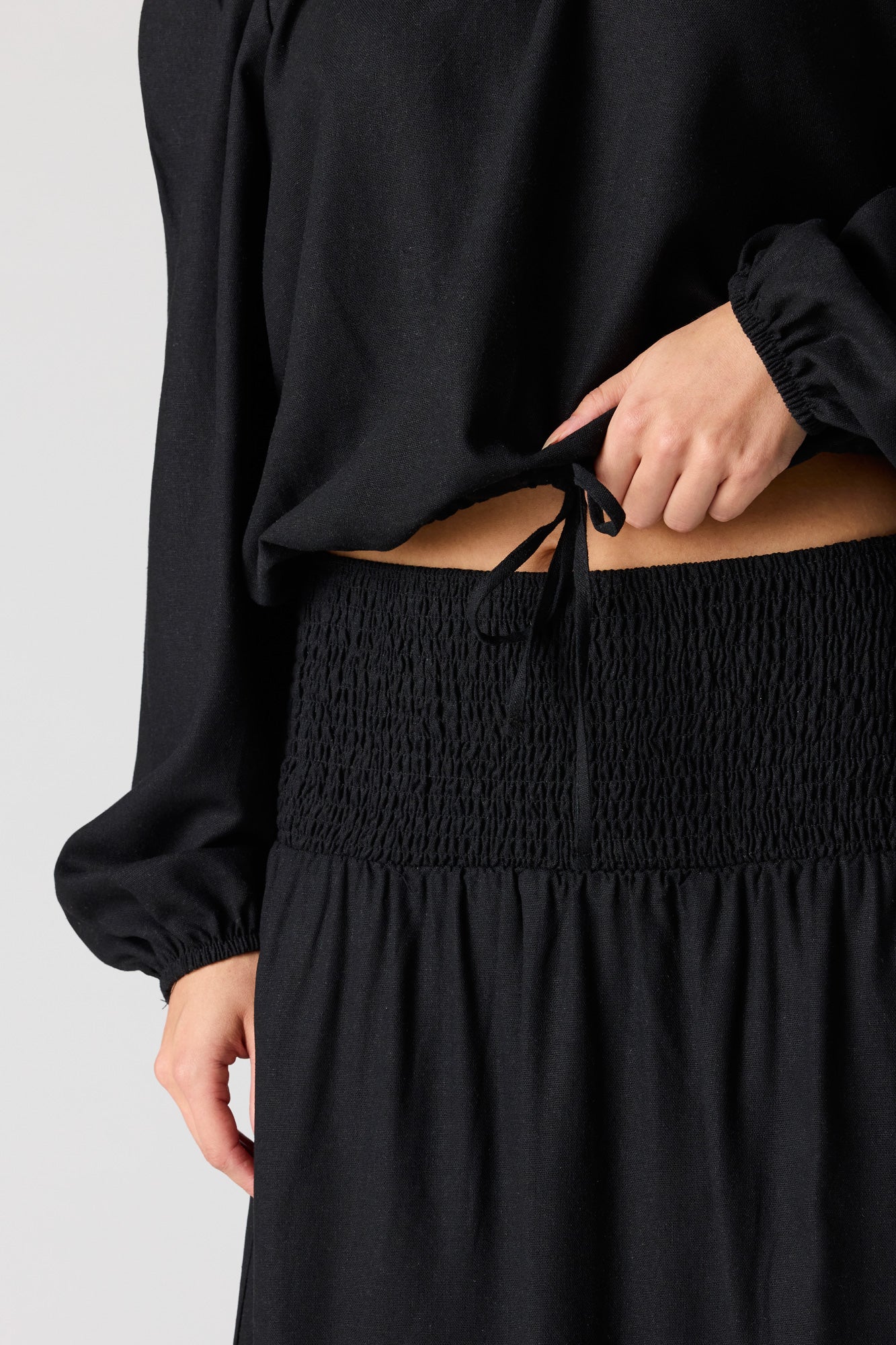 Linen-Blend Maxi Skirt