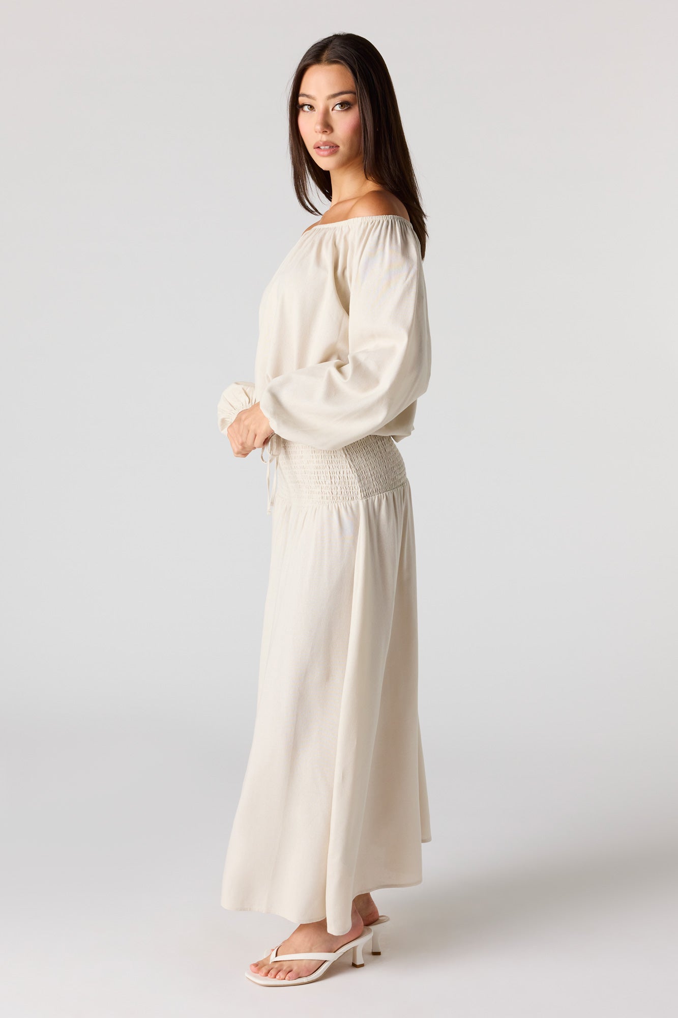 Linen-Blend Maxi Skirt