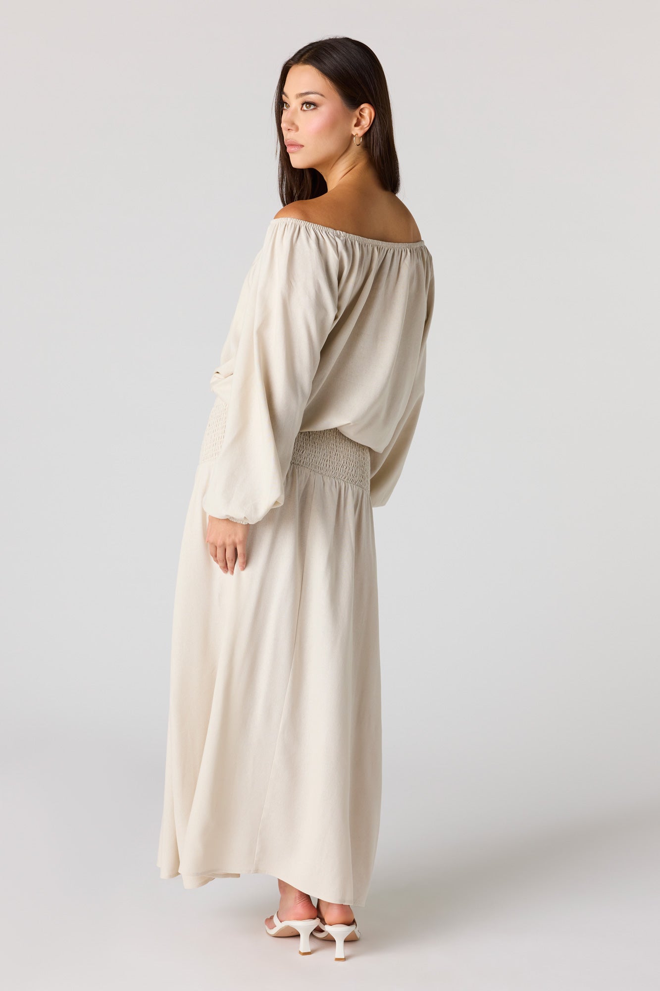 Linen-Blend Maxi Skirt