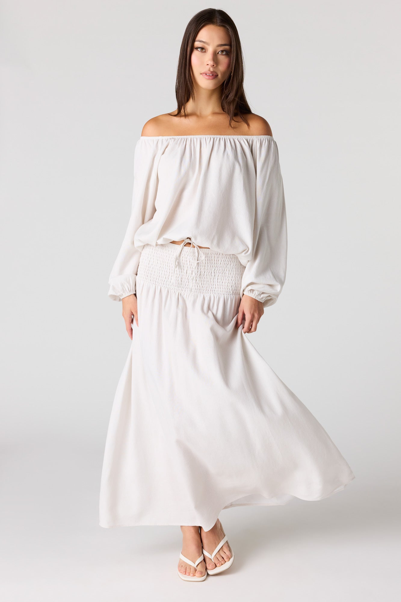 Linen-Blend Maxi Skirt