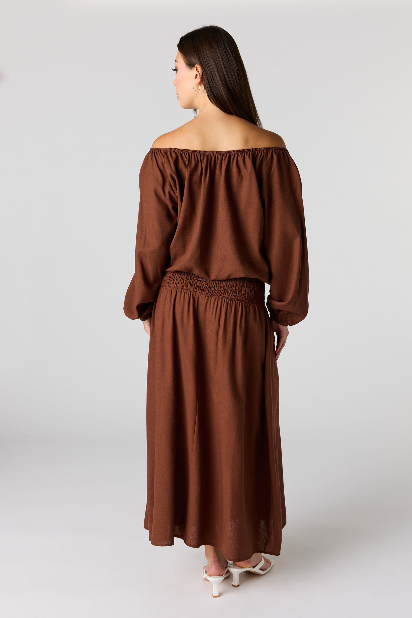 Linen-Blend Maxi Skirt