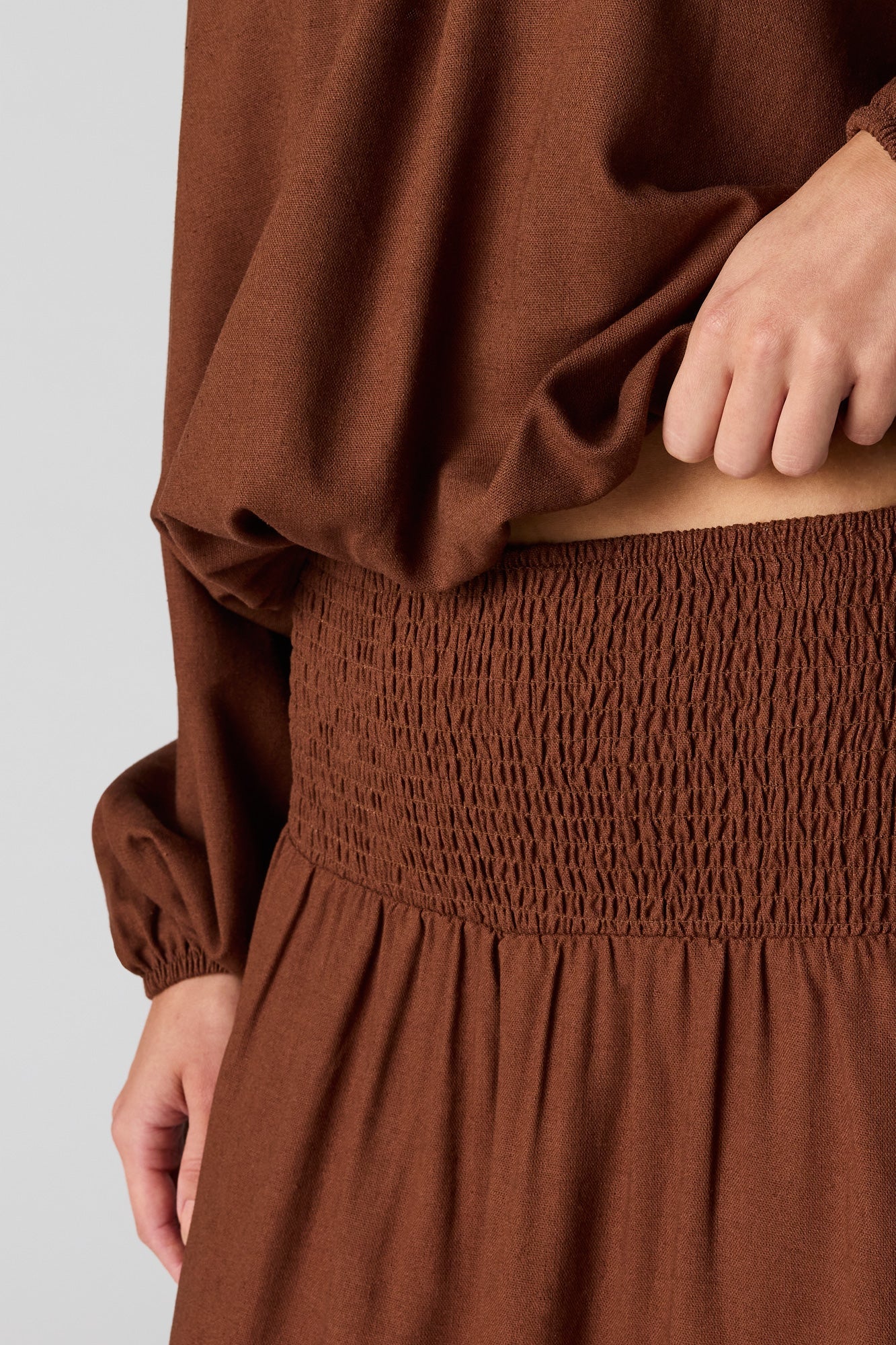 Linen-Blend Maxi Skirt