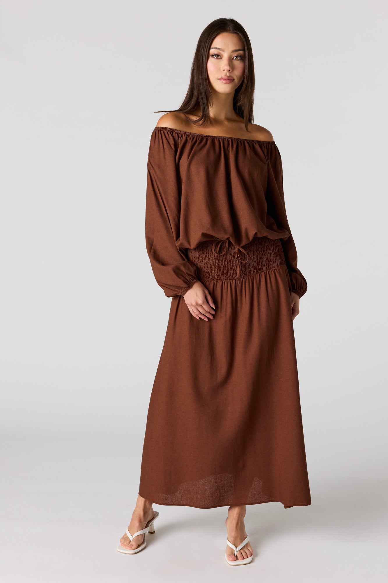 Linen-Blend Maxi Skirt