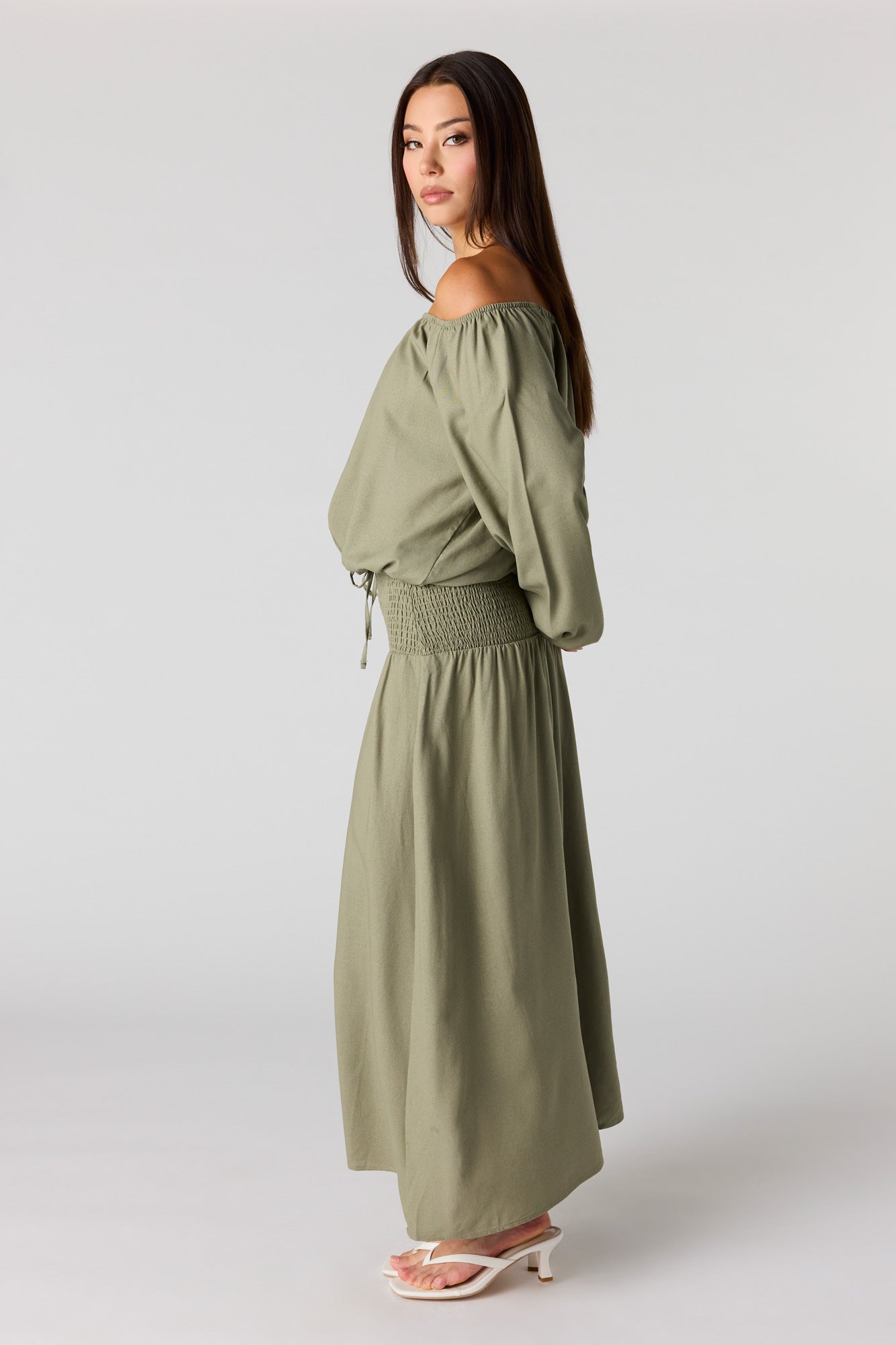 Linen-Blend Maxi Skirt