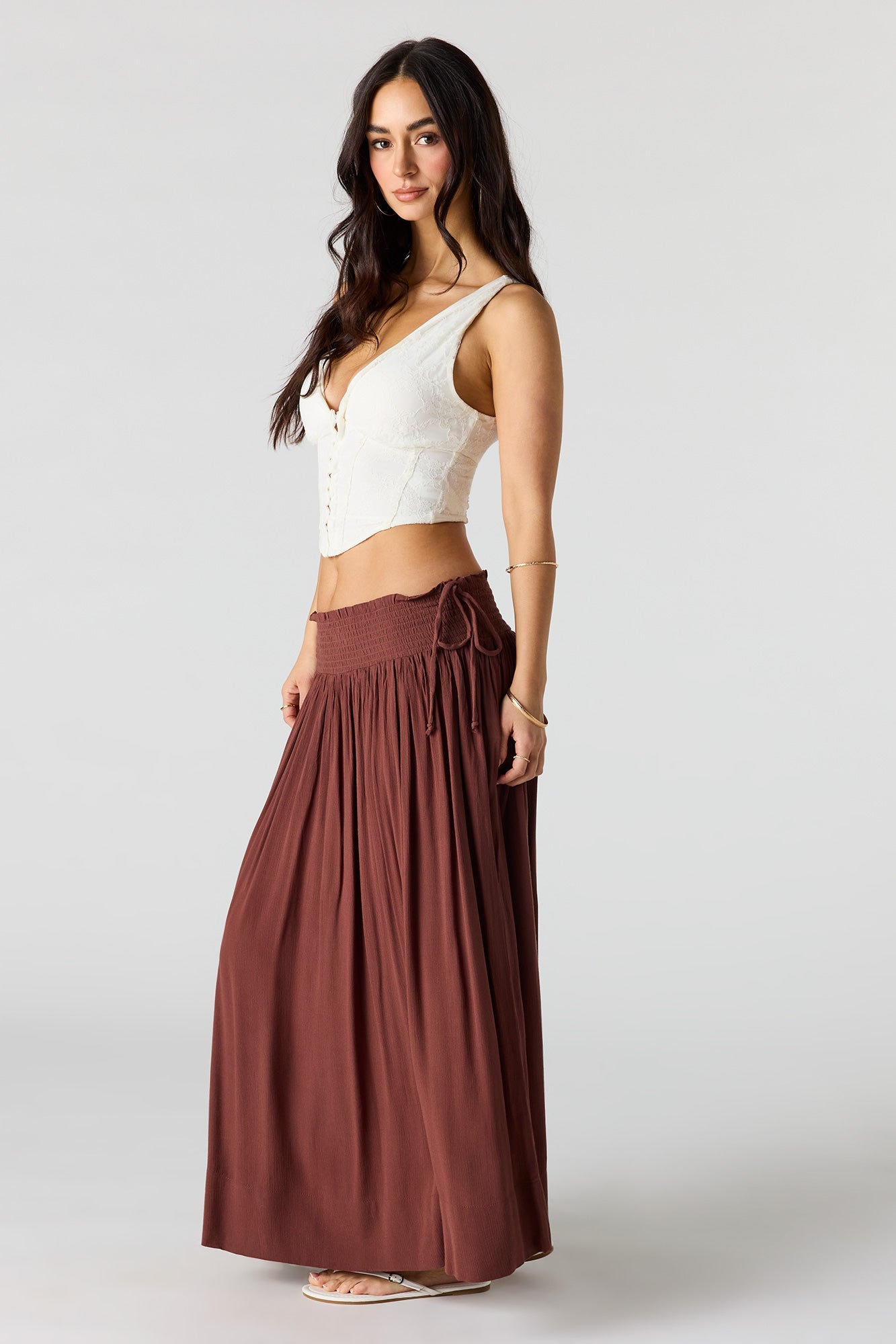 Side Tie Maxi Skirt