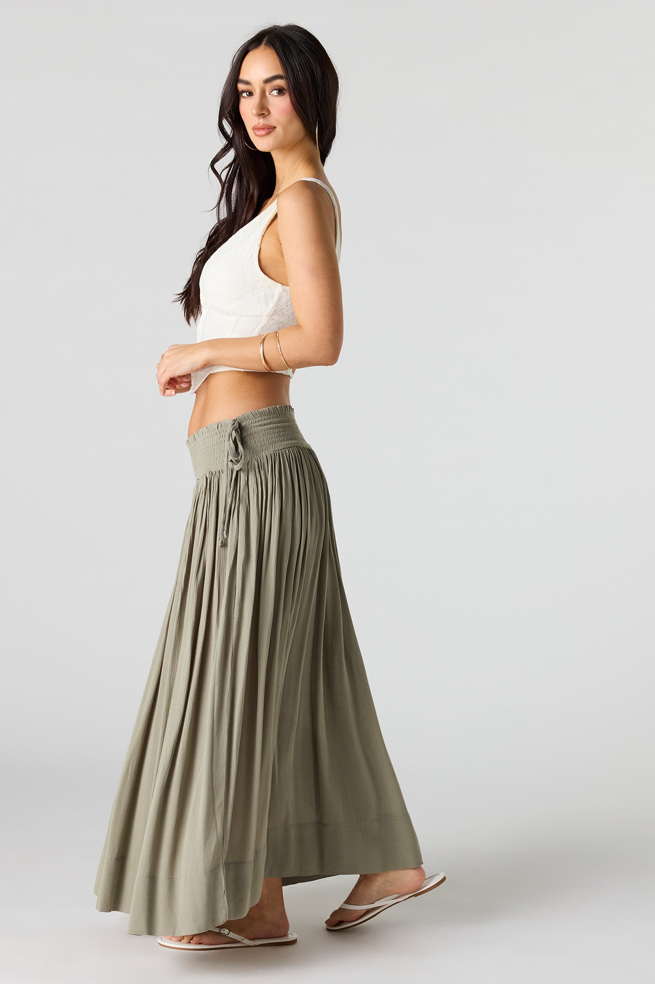 Side Tie Maxi Skirt