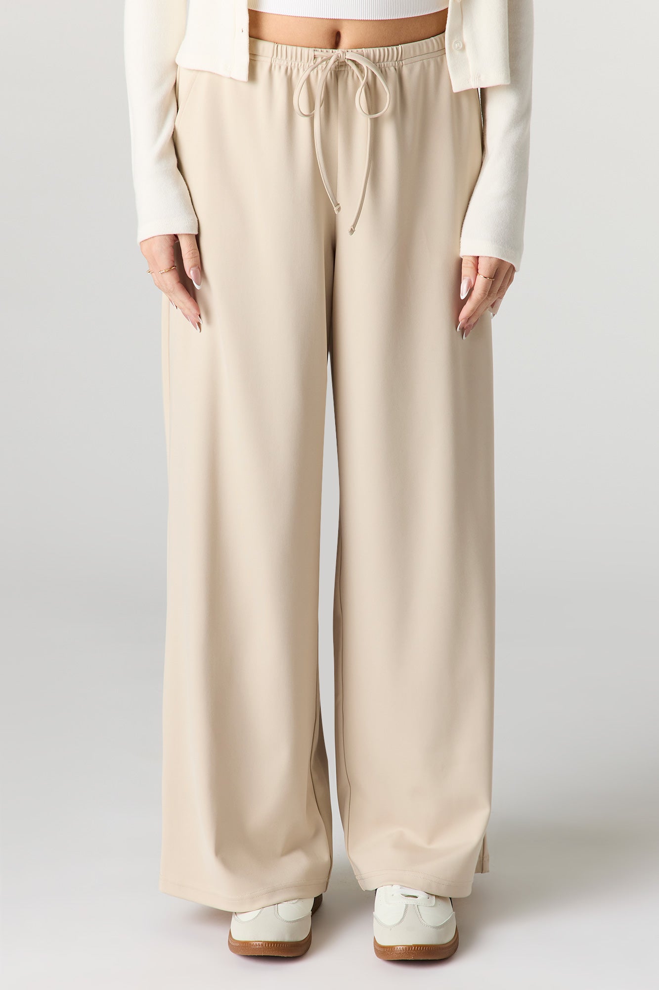 Drawstring Wide Leg Dress Pant