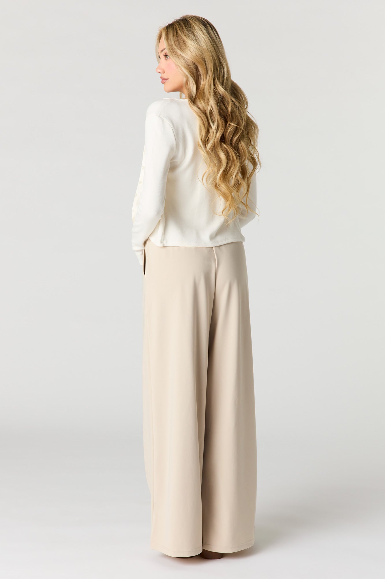 Drawstring Wide Leg Dress Pant