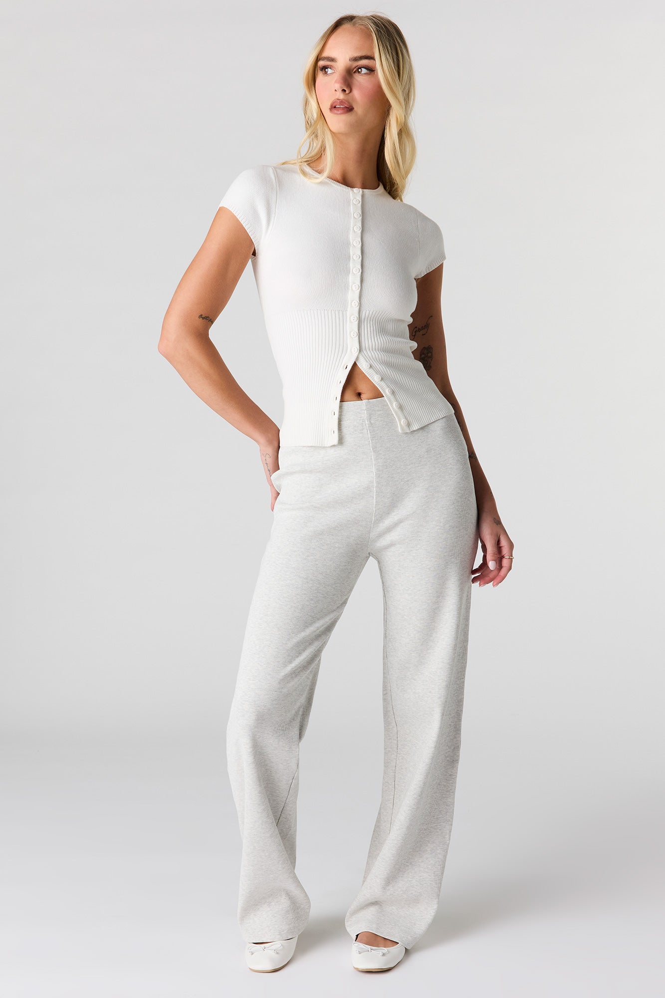 Ribbed Straight Leg Pant