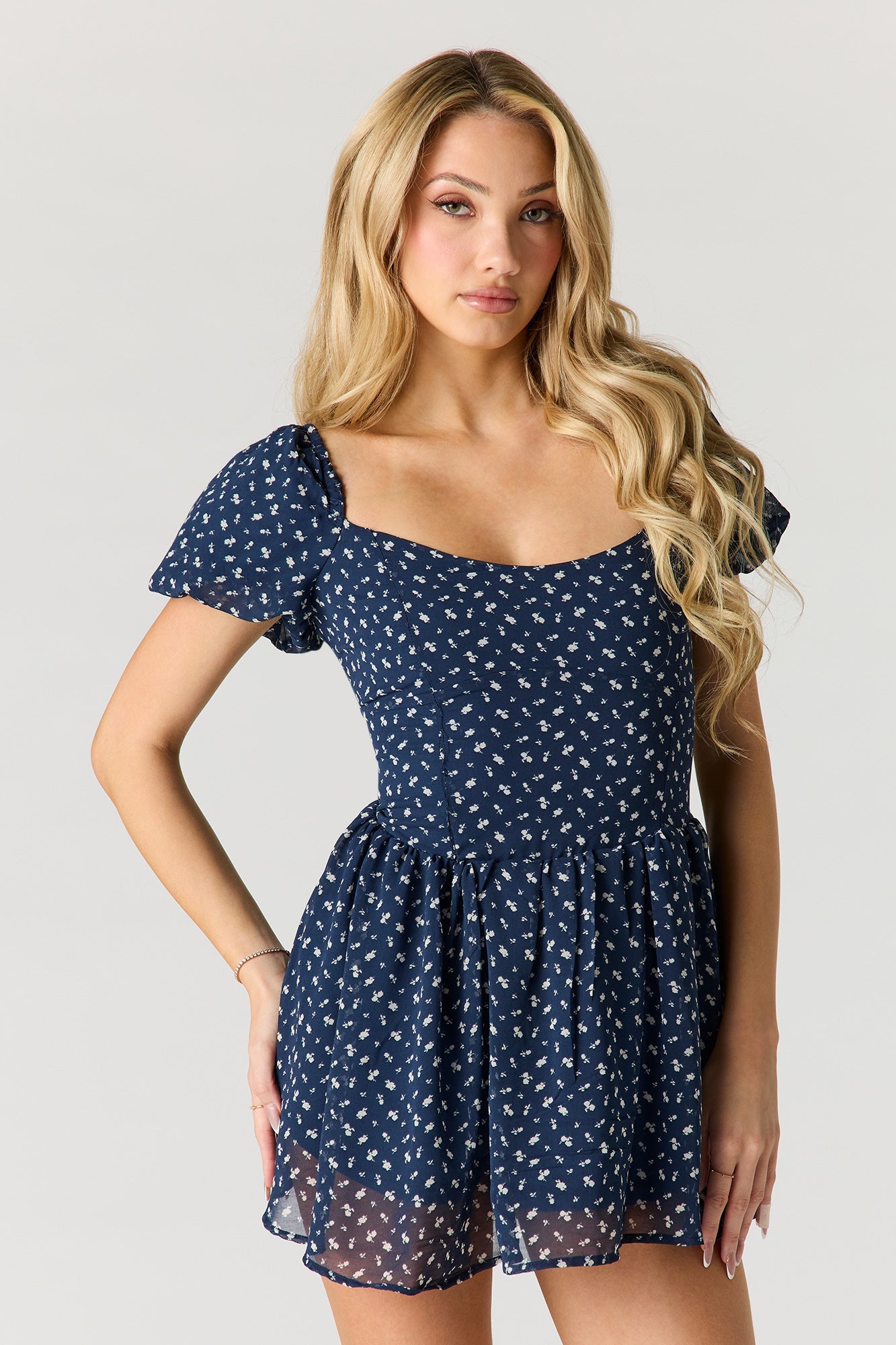 Floral Ditsy Print Chiffon Romper