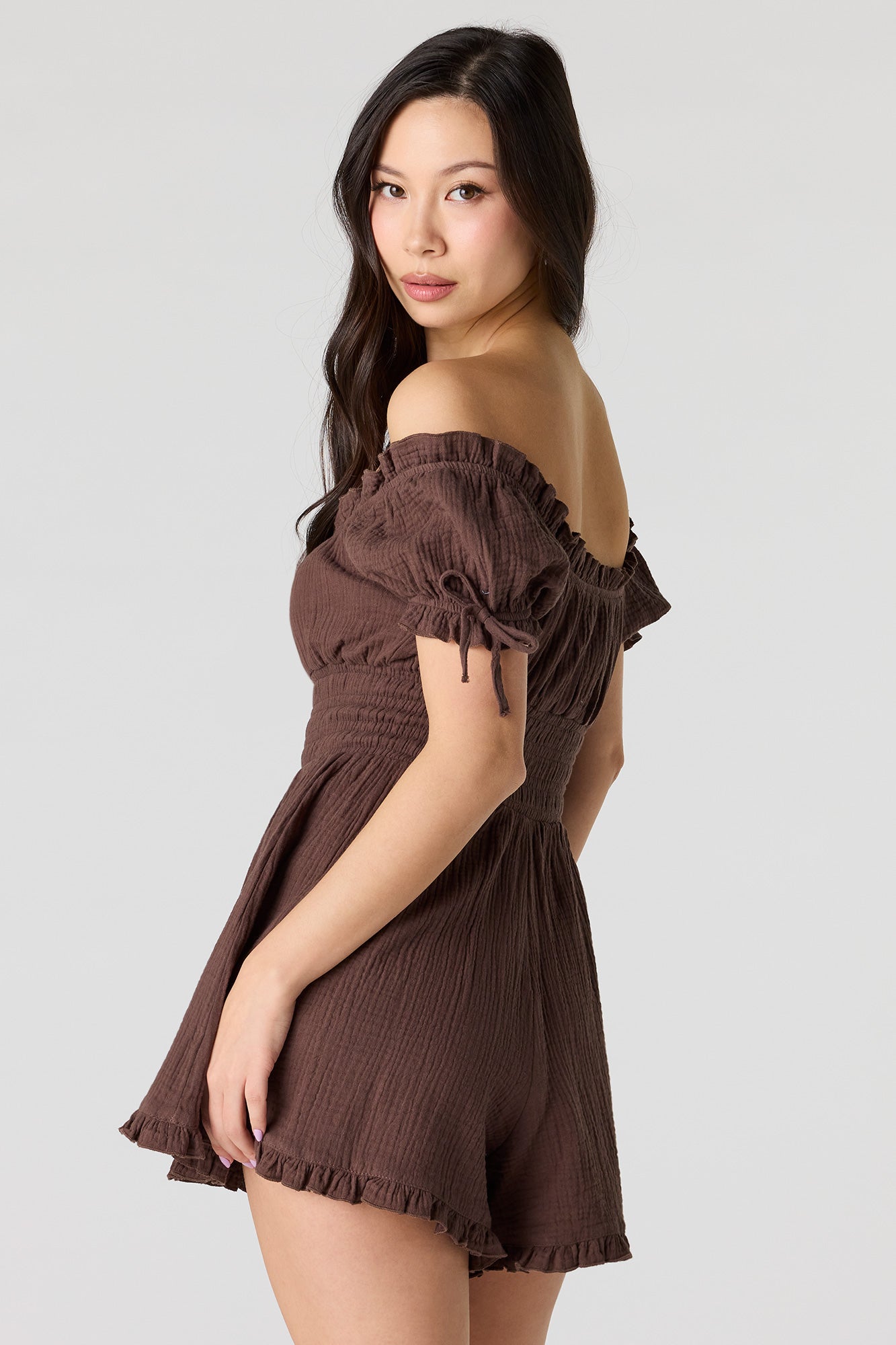 Textured Off Shoulder Romper