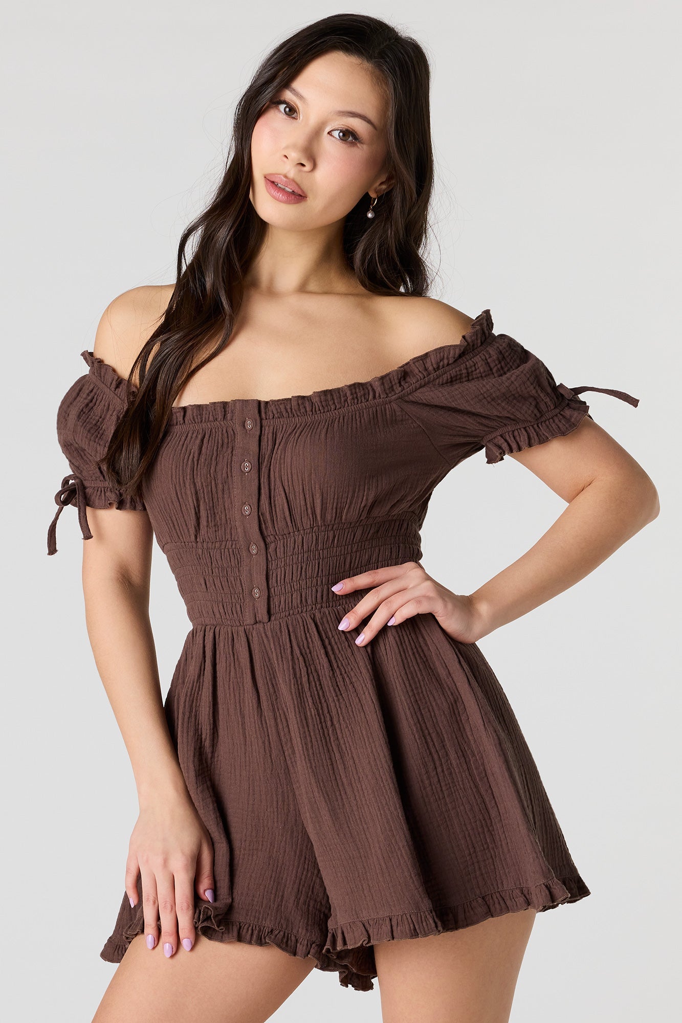Textured Off Shoulder Romper