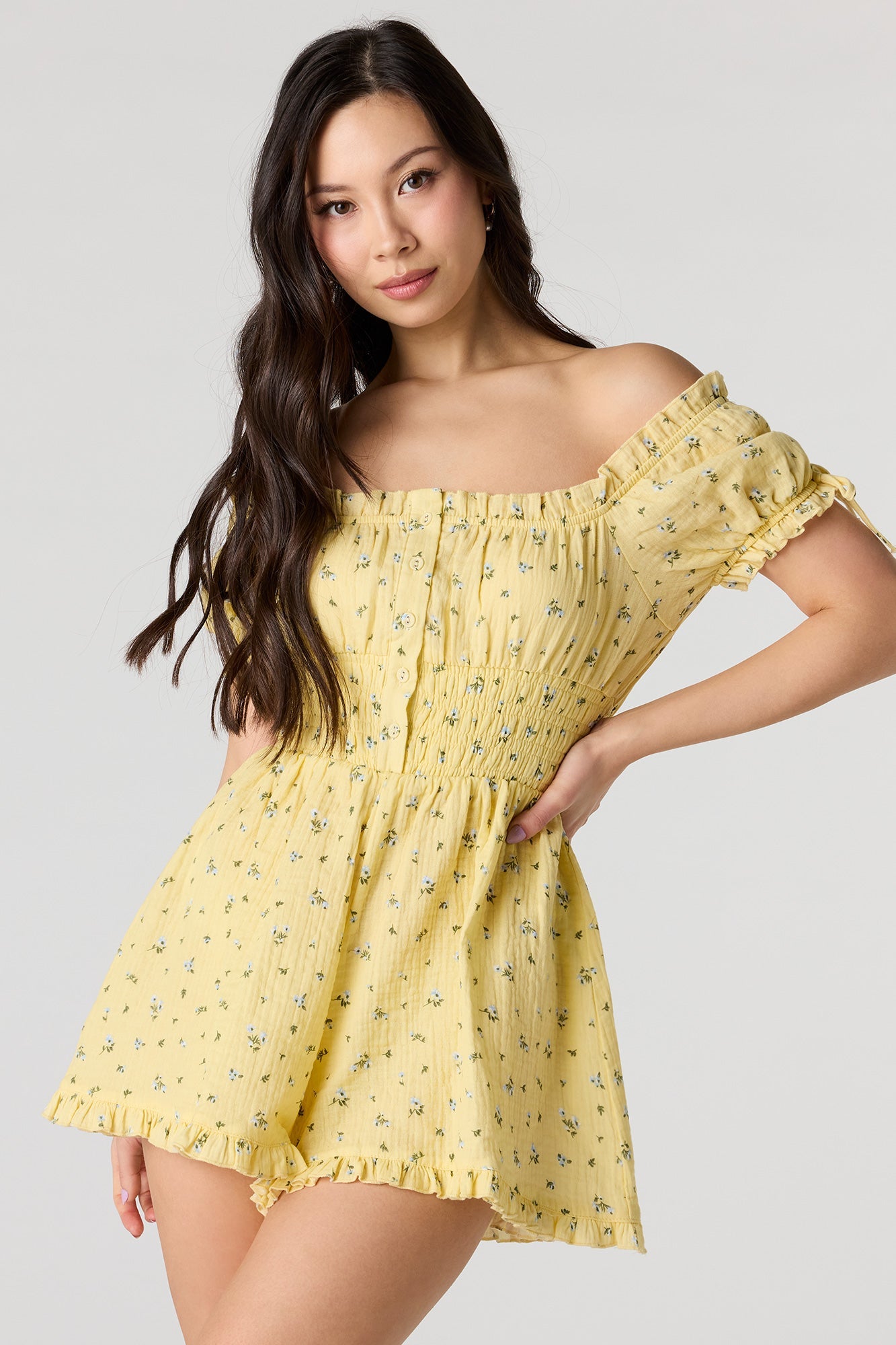 Textured Off Shoulder Romper
