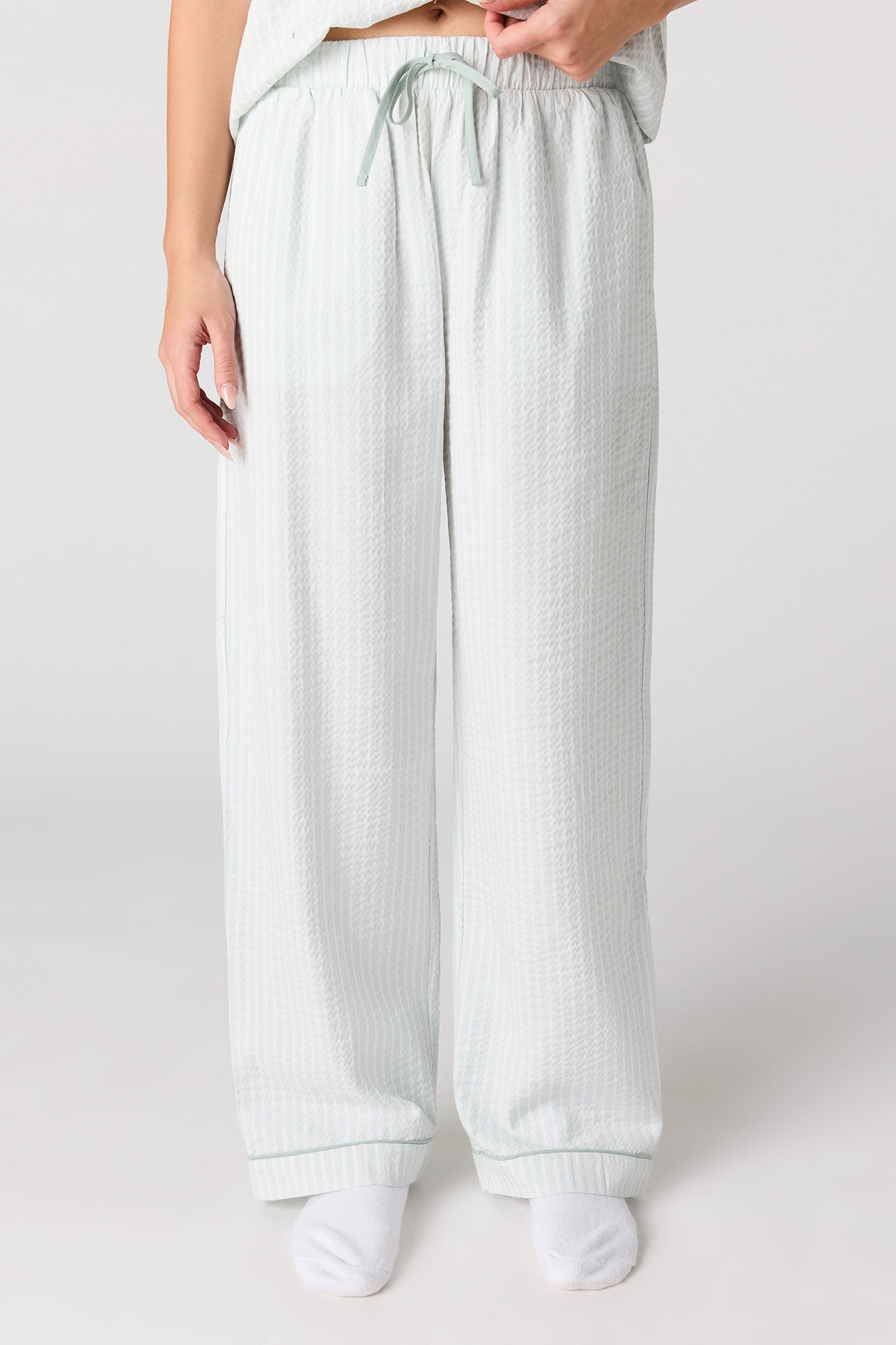 Striped Button-Up Top & Pant Pajama Set