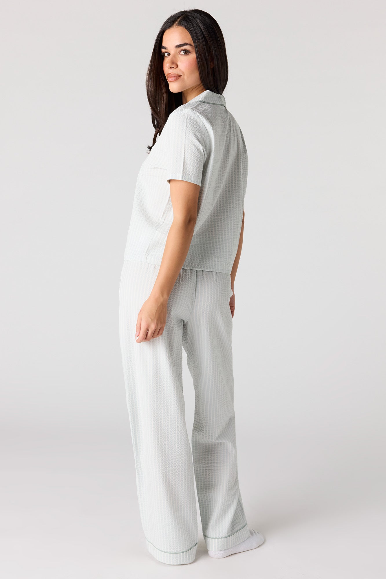 Striped Button-Up Top & Pant Pajama Set