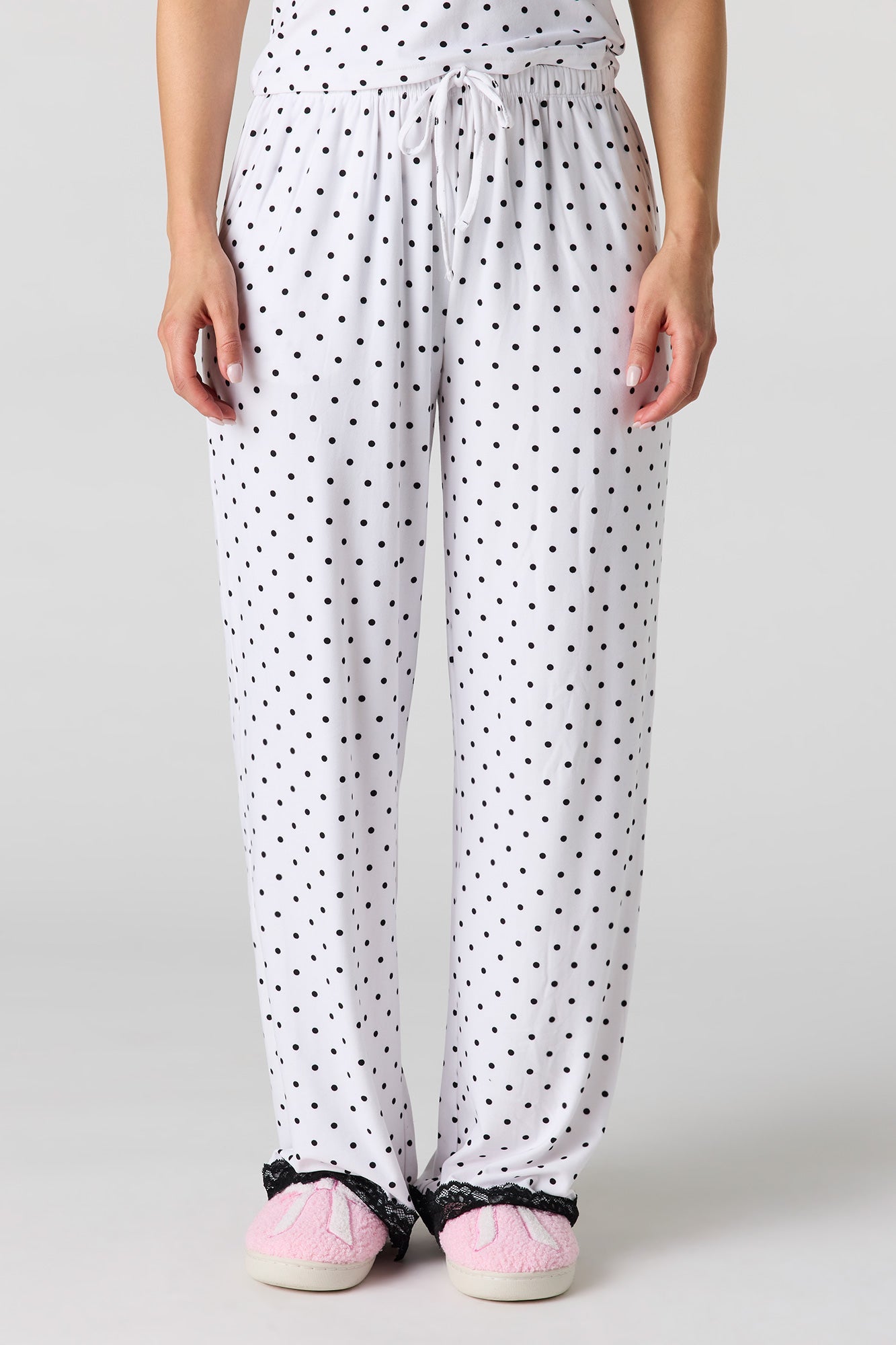 Printed Lace Trim Tank & Pant & Headband Pajama Set