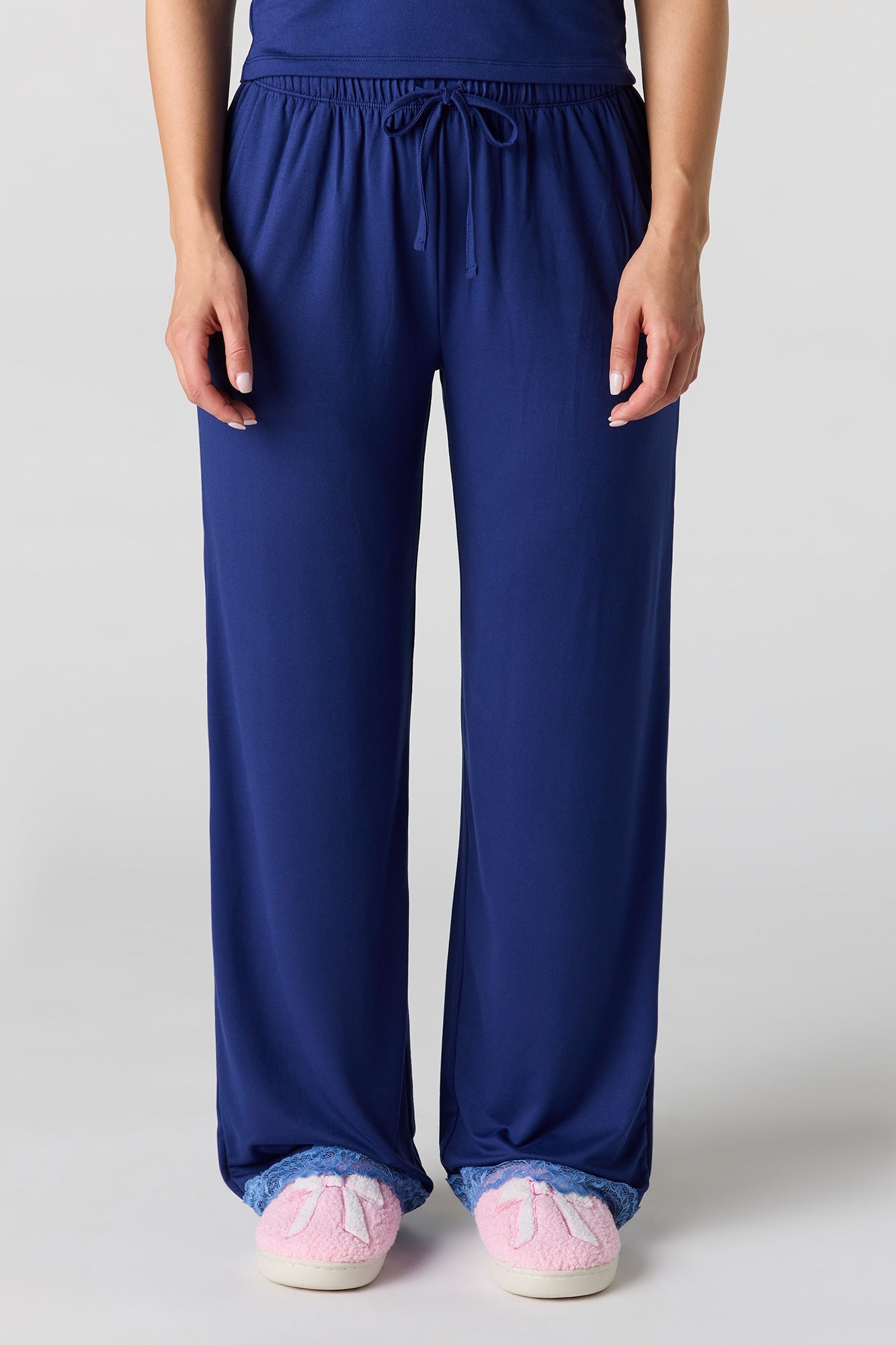 Printed Lace Trim Tank & Pant & Headband Pajama Set