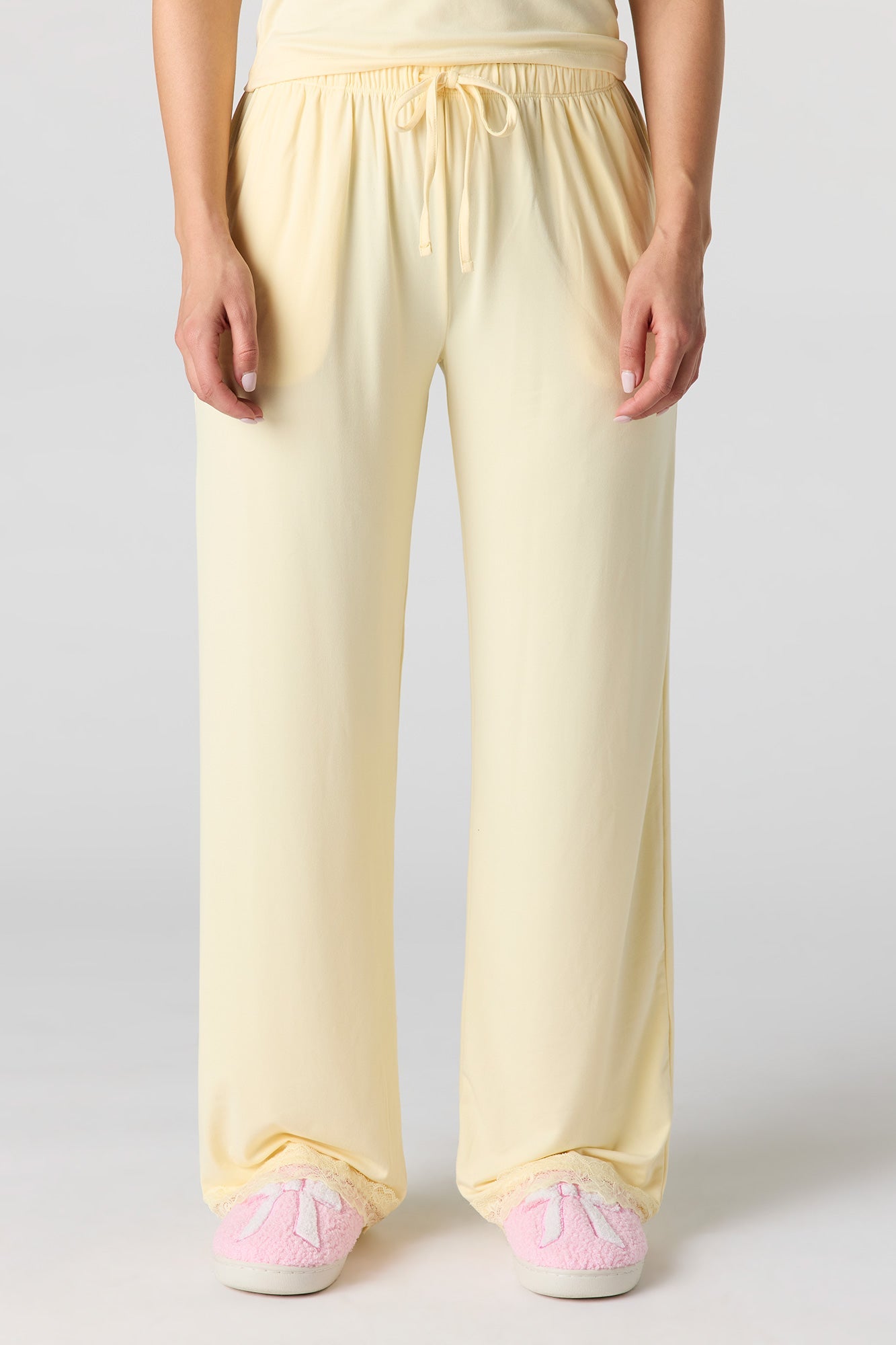 Printed Lace Trim Tank & Pant & Headband Pajama Set