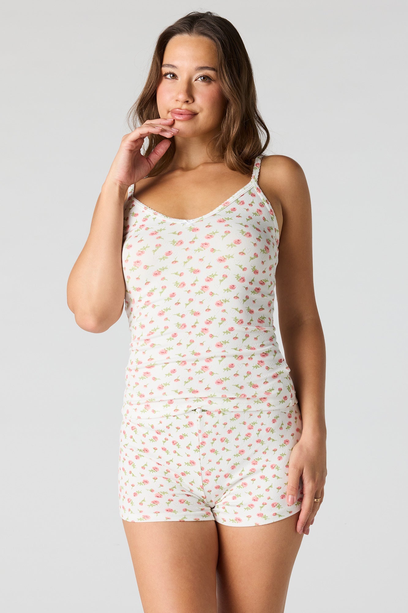 Pointelle Printed Tank & Short Pajama Set