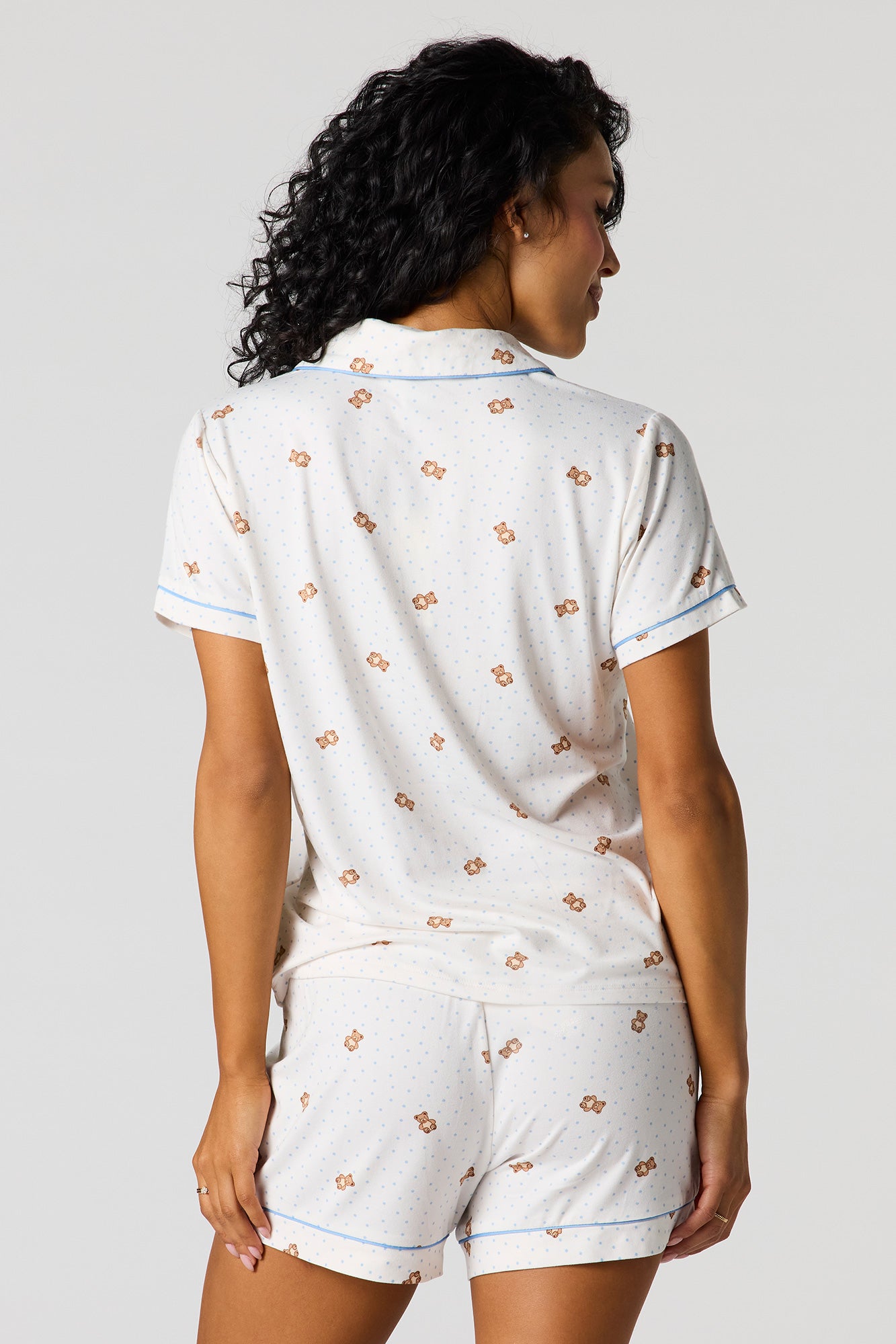 Soft Button-Up Top & Short Pajama Set