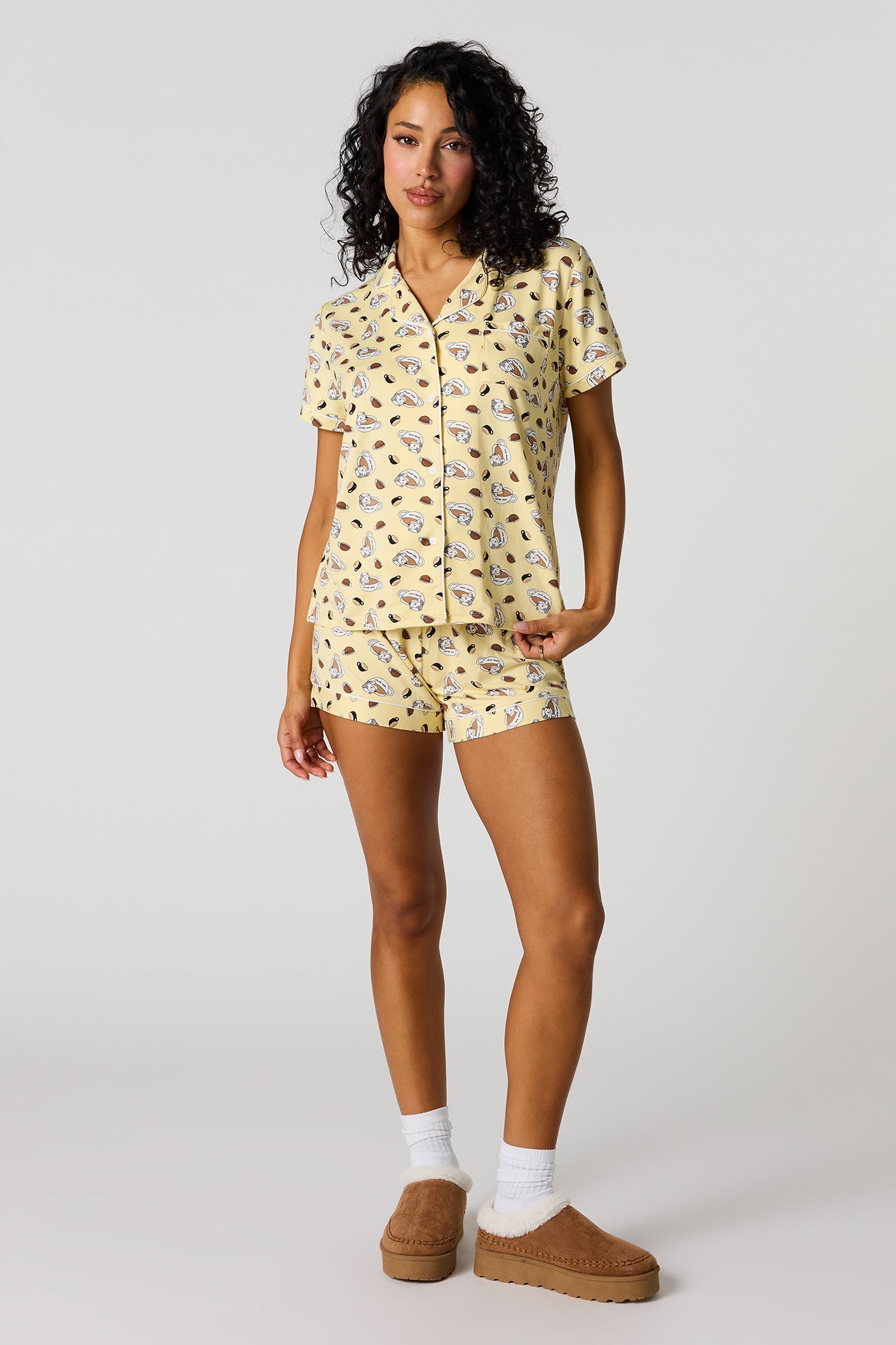 Soft Button-Up Top & Short Pajama Set