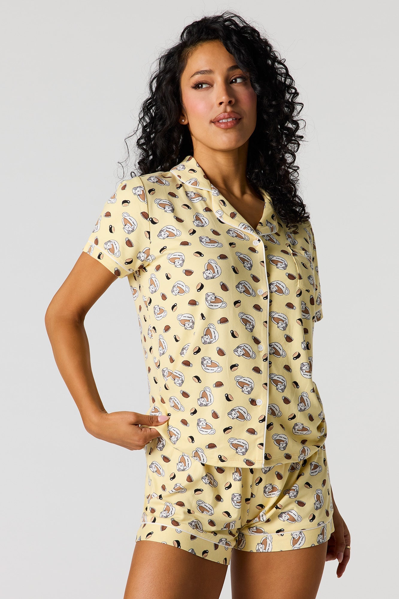 Soft Button-Up Top & Short Pajama Set