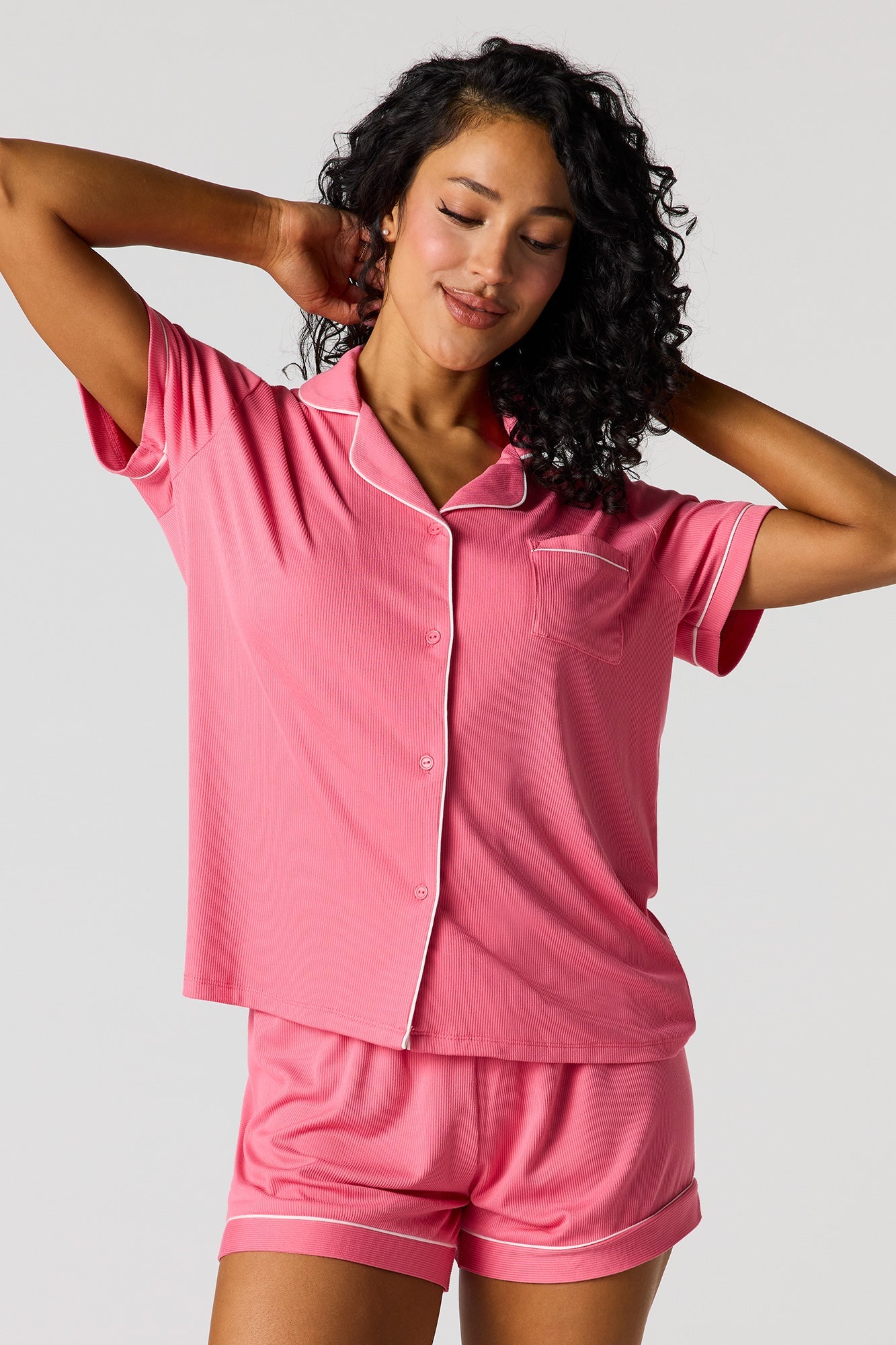Soft Button-Up Top & Short Pajama Set