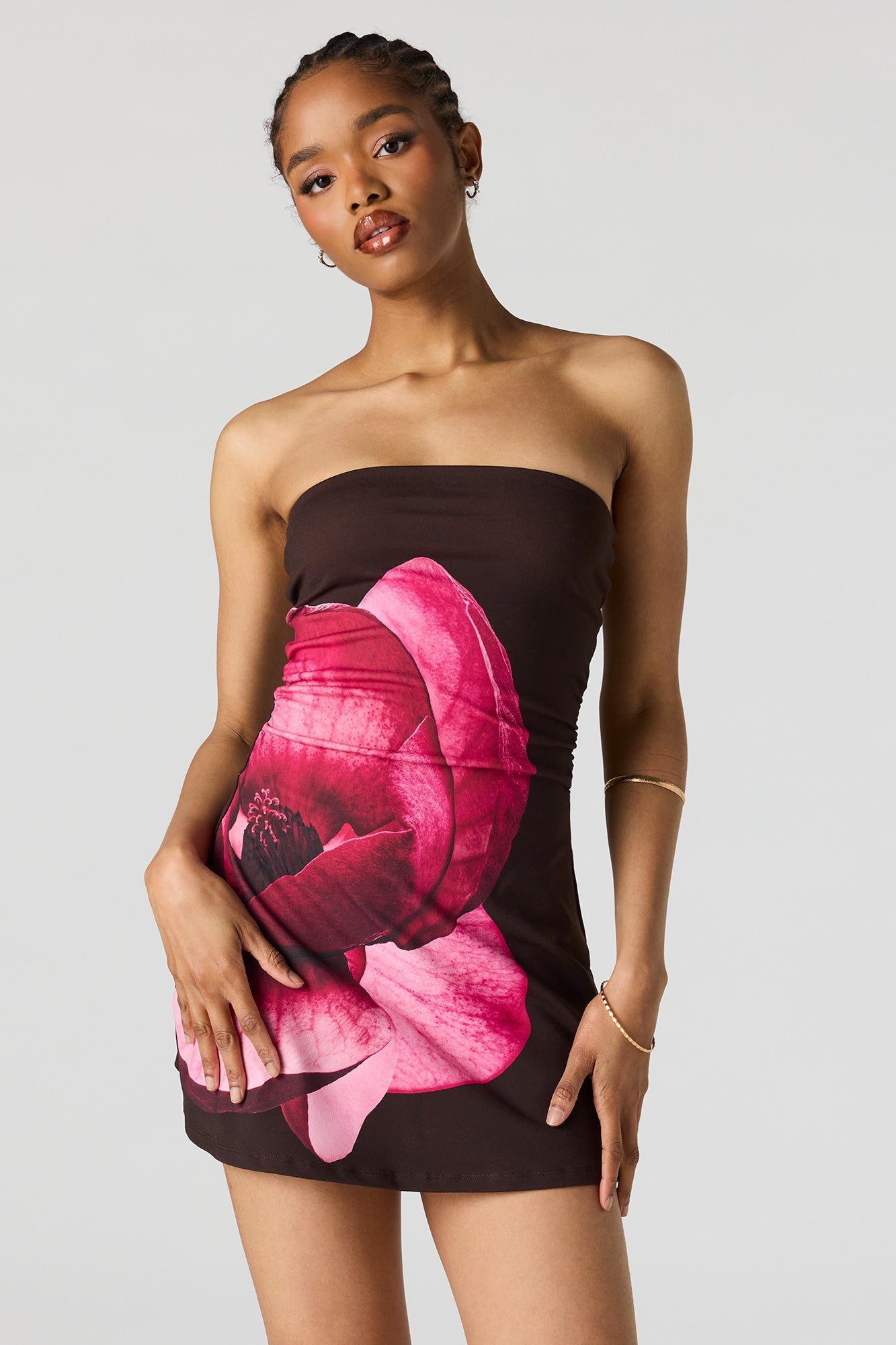 Floral Graphic Tube Mini Dress