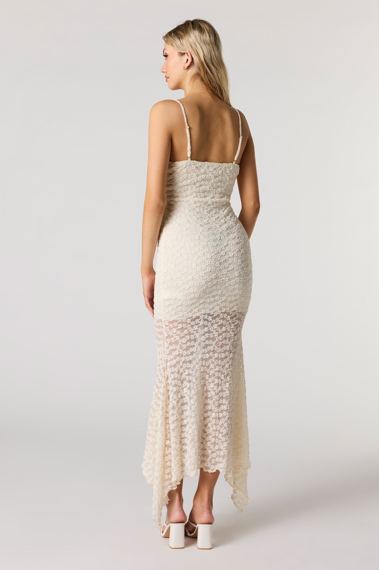 Lace Bustier Asymmetrical Midi Dress