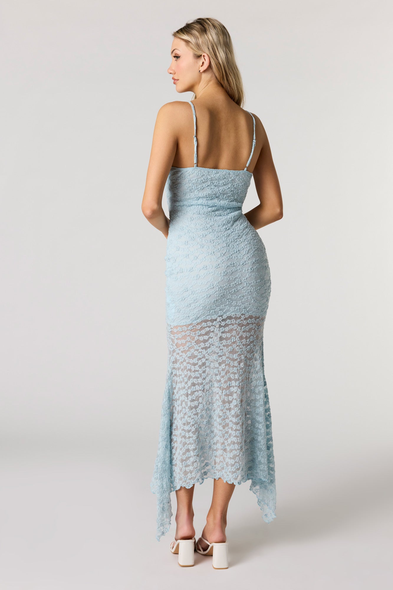 Lace Bustier Asymmetrical Midi Dress
