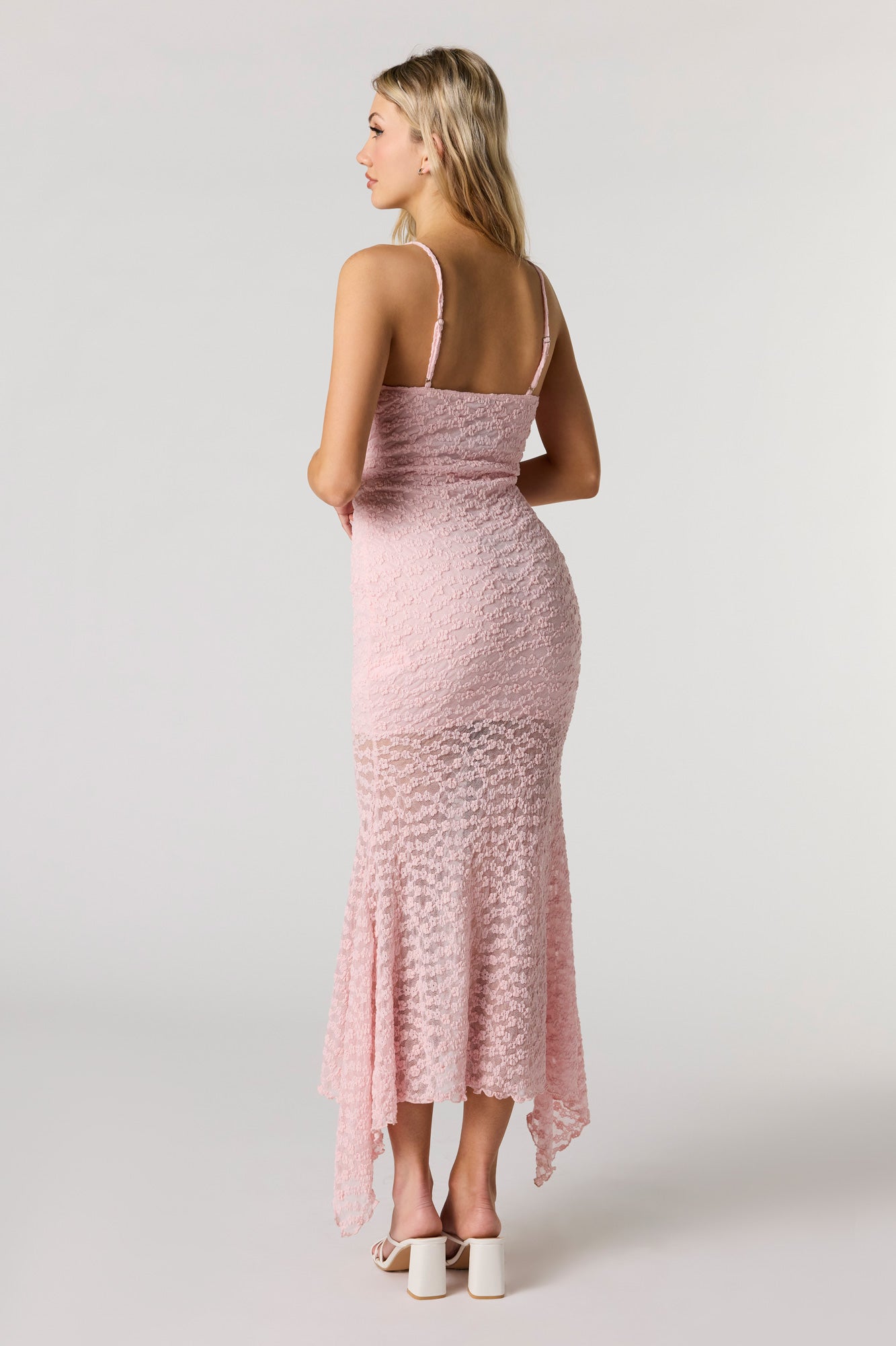 Lace Bustier Asymmetrical Midi Dress