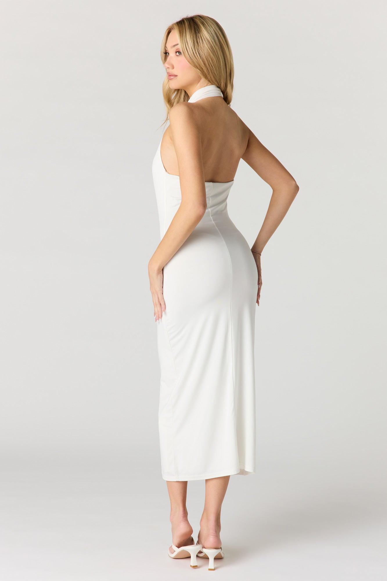 Contour Cowl Neck Halter Dress