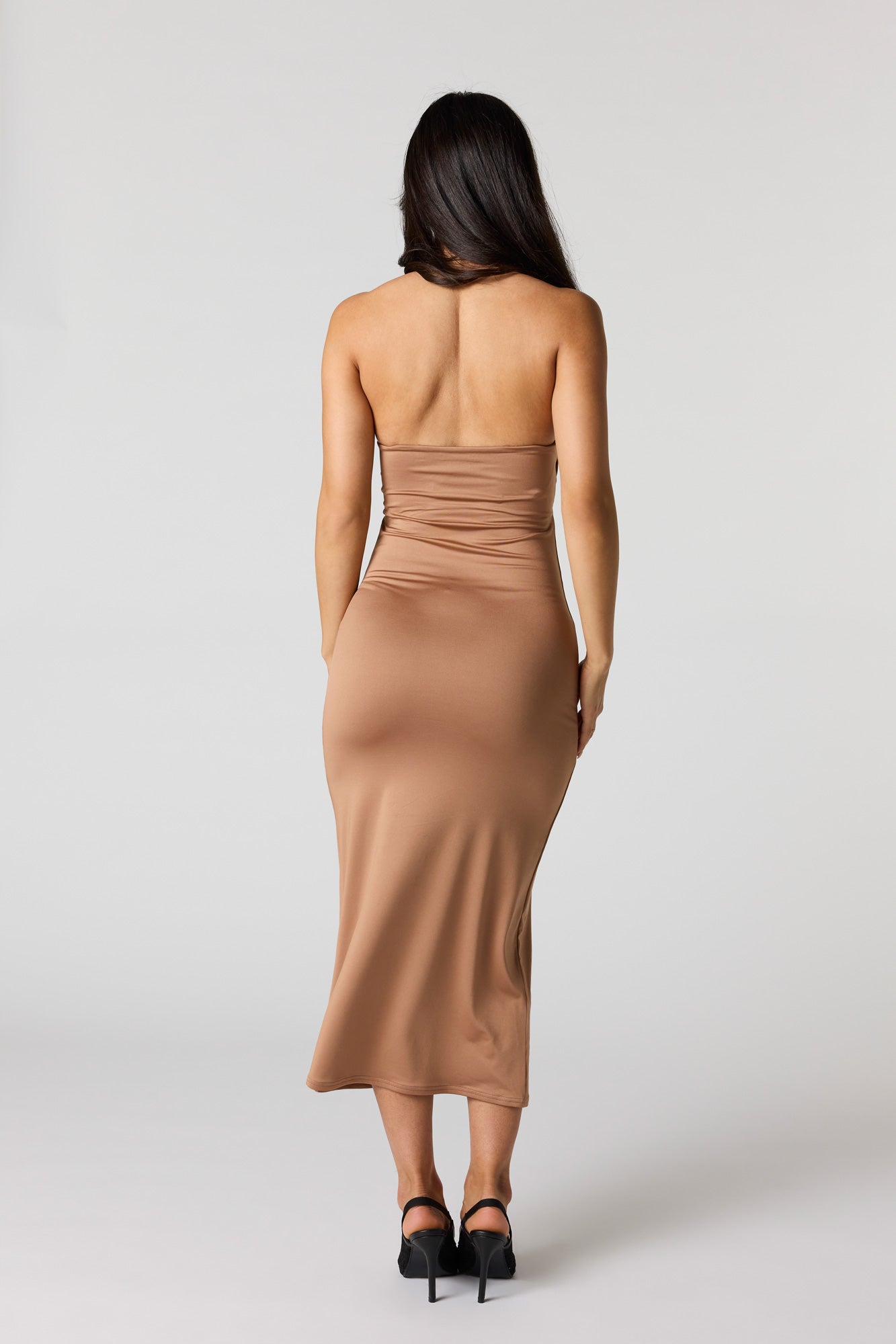 Contour Metal O-Ring Midi Halter Dress