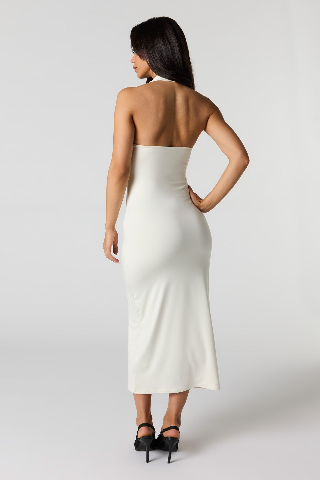 Contour Metal O-Ring Midi Halter Dress