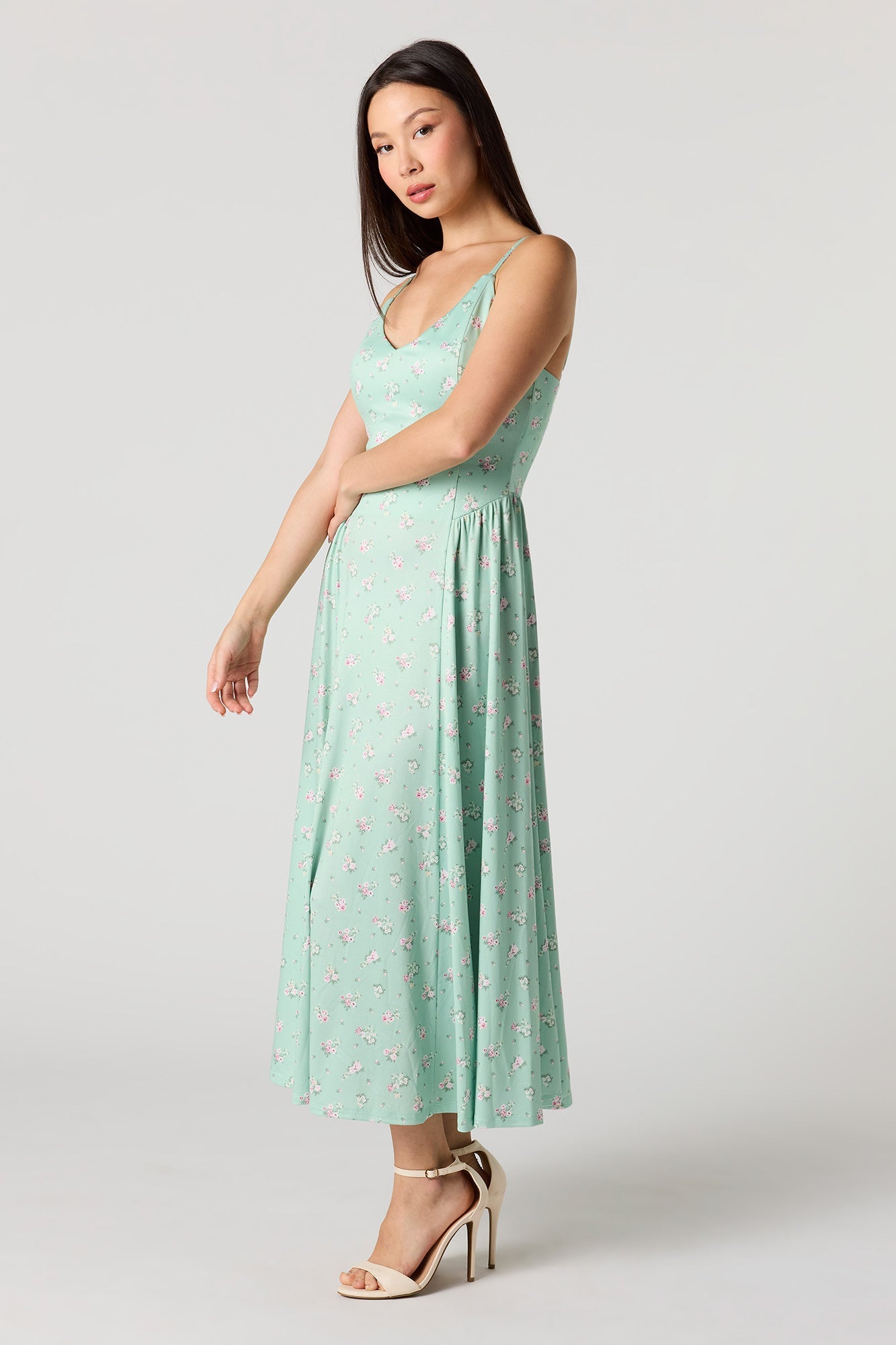 Crepe V-Neck Maxi Dress