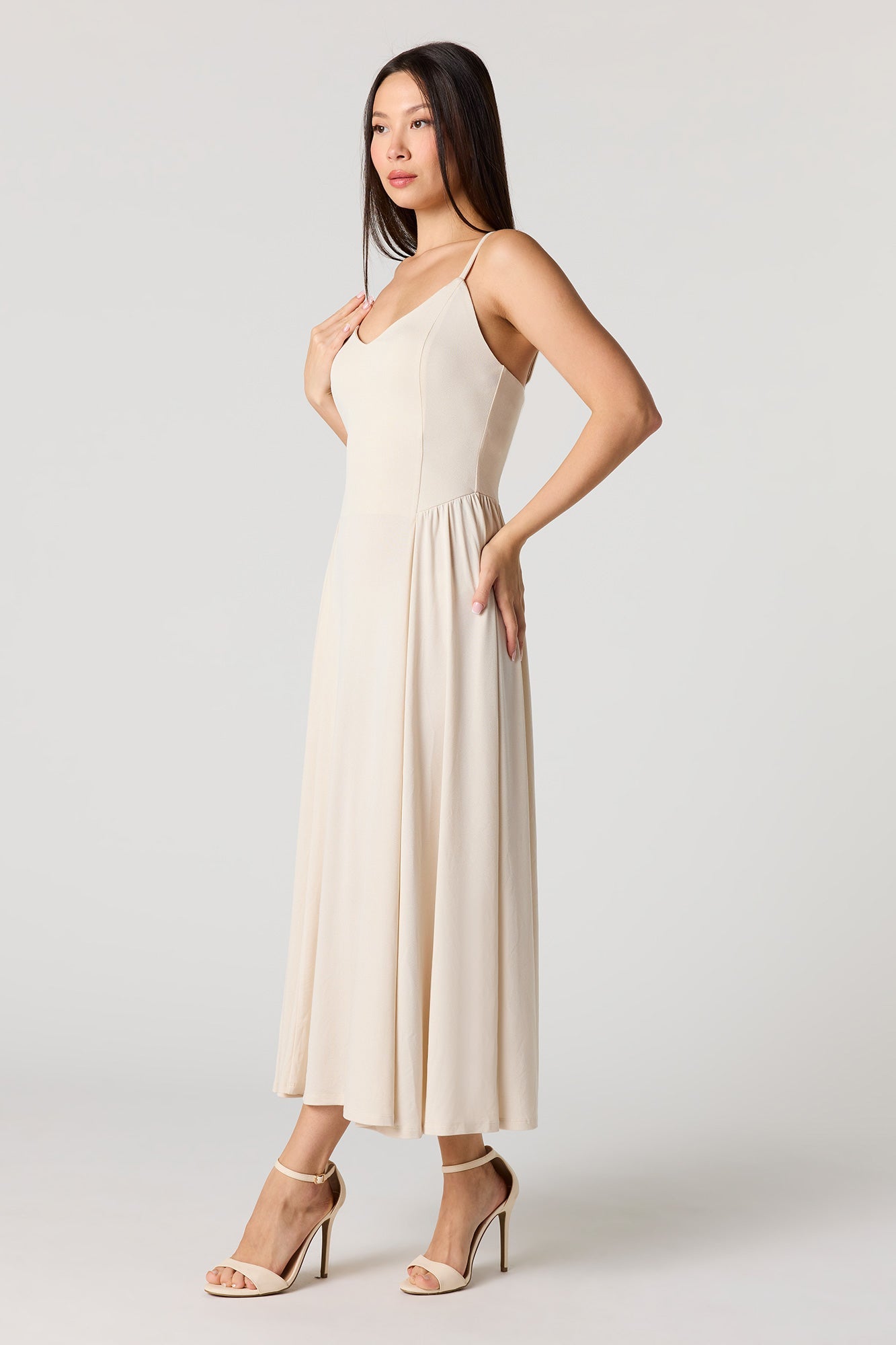 Crepe V-Neck Maxi Dress