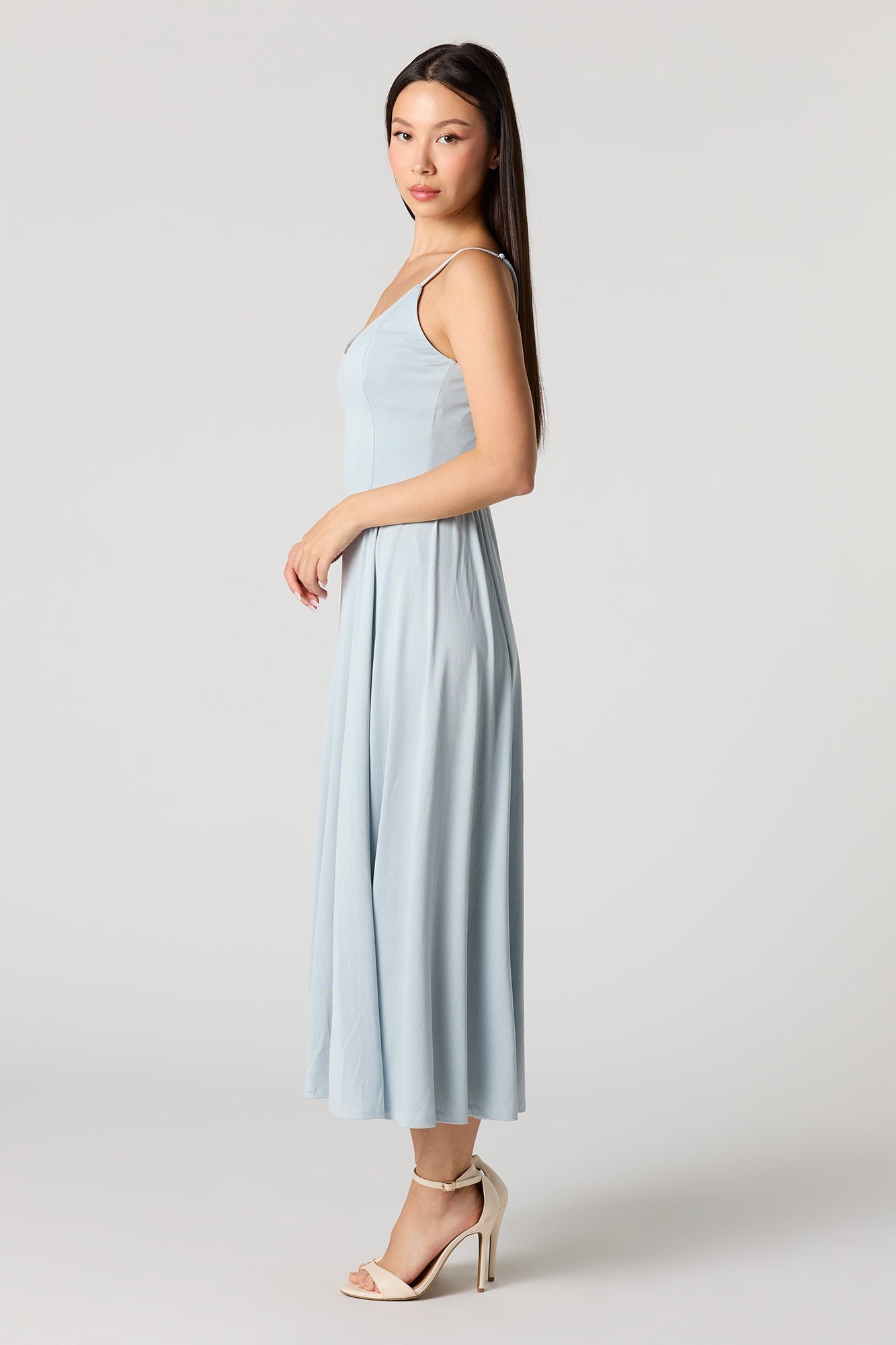Crepe V-Neck Maxi Dress