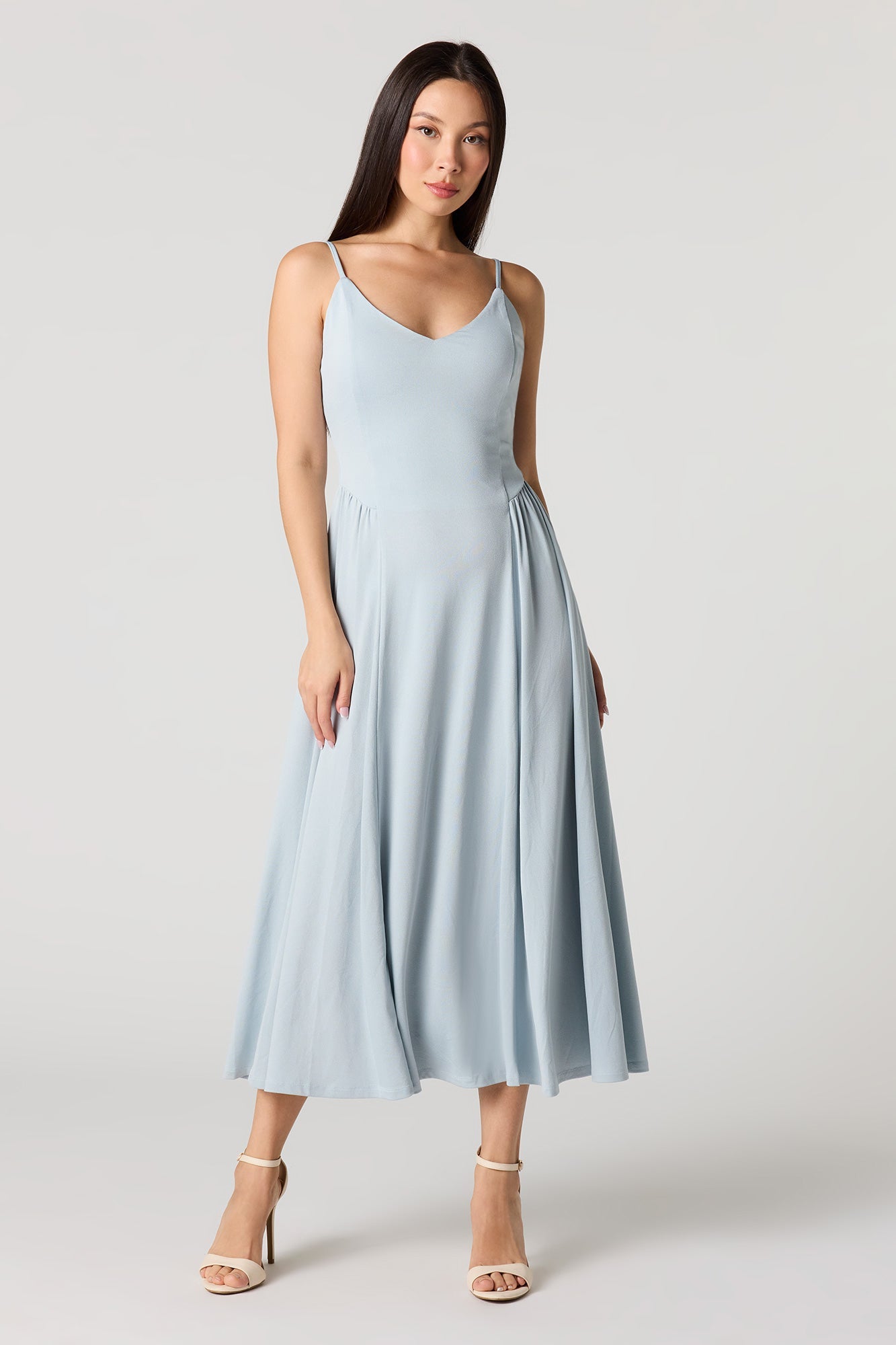 Crepe V-Neck Maxi Dress
