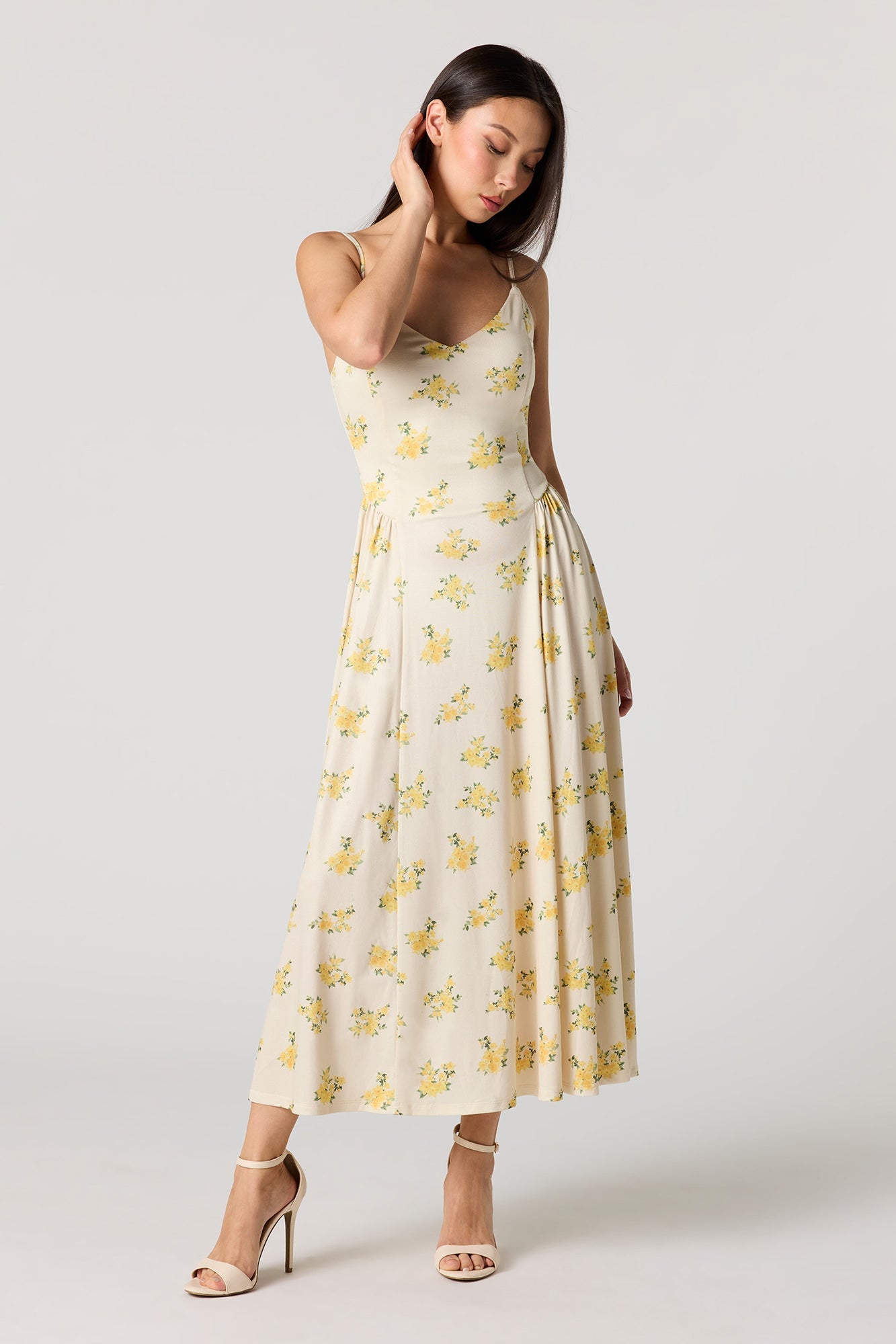 Crepe V-Neck Maxi Dress
