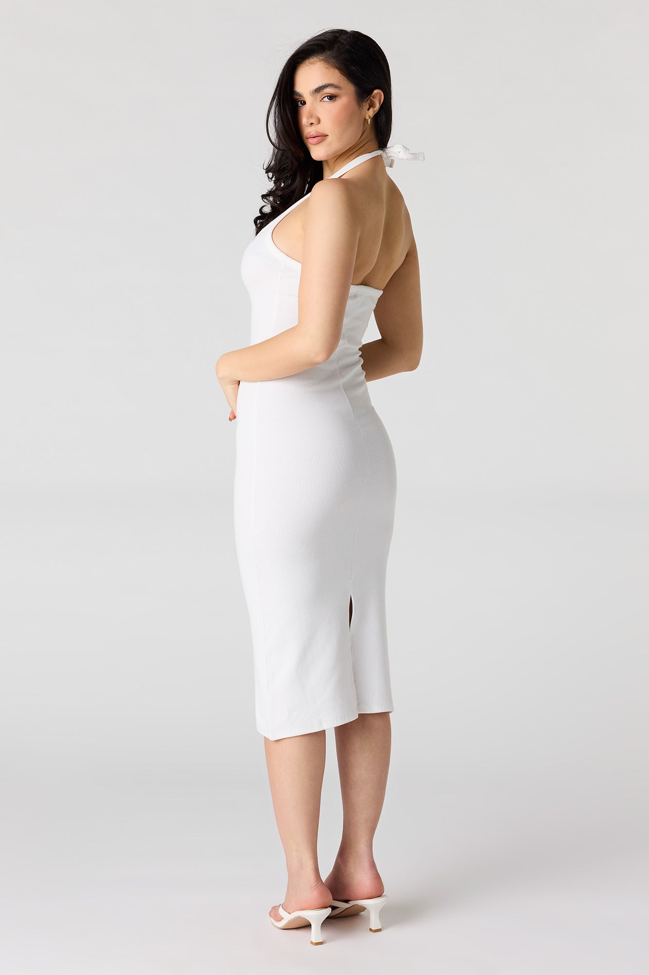 Ribbed Bodycon Halter Dress