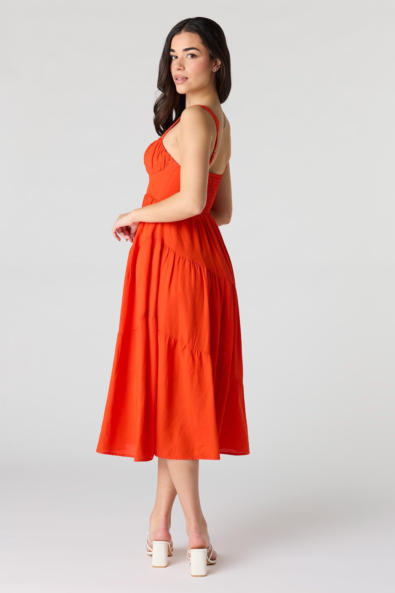 Sweetheart Neck Midi Dress
