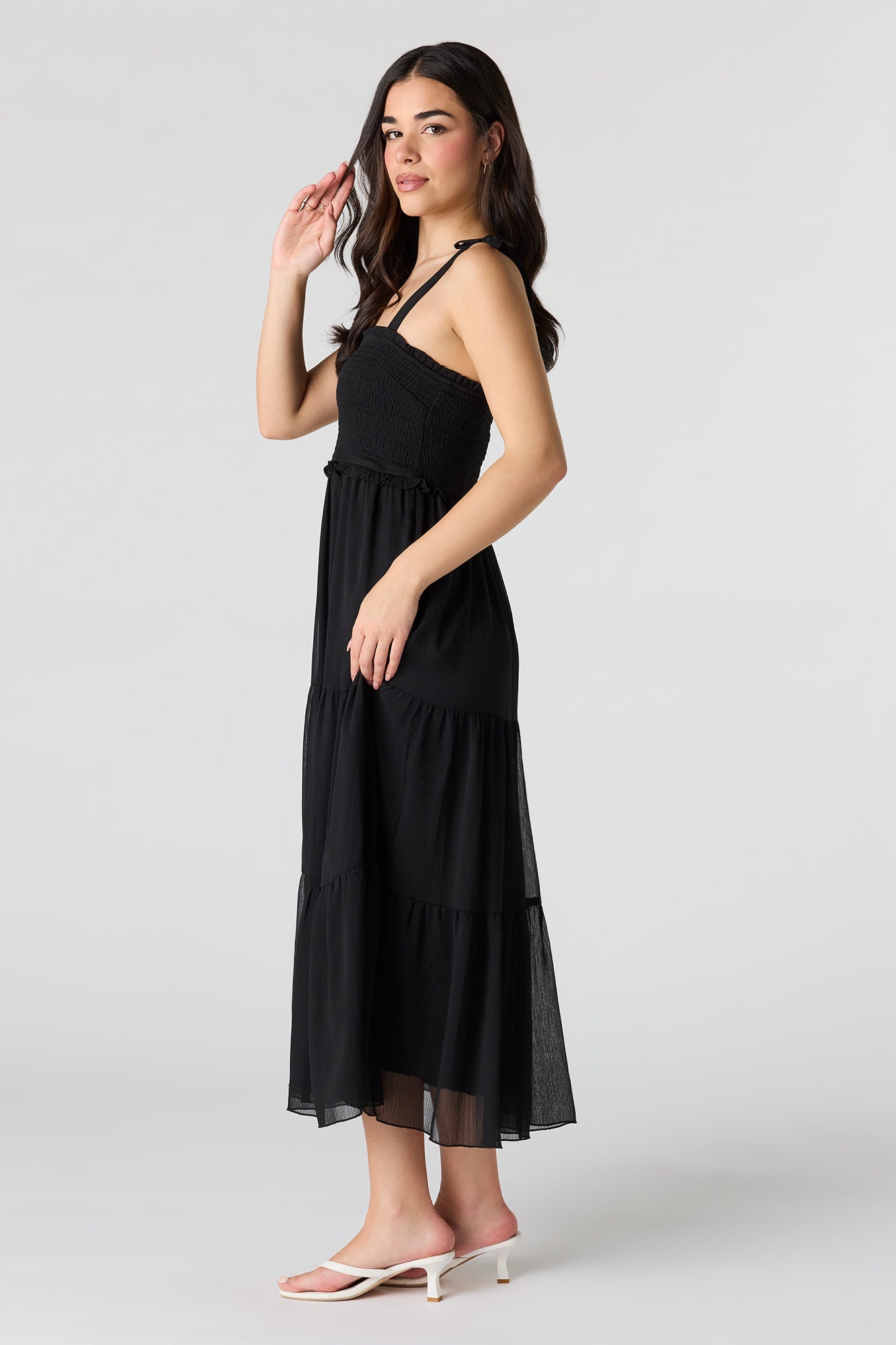Chiffon Smocked Tiered Midi Dress