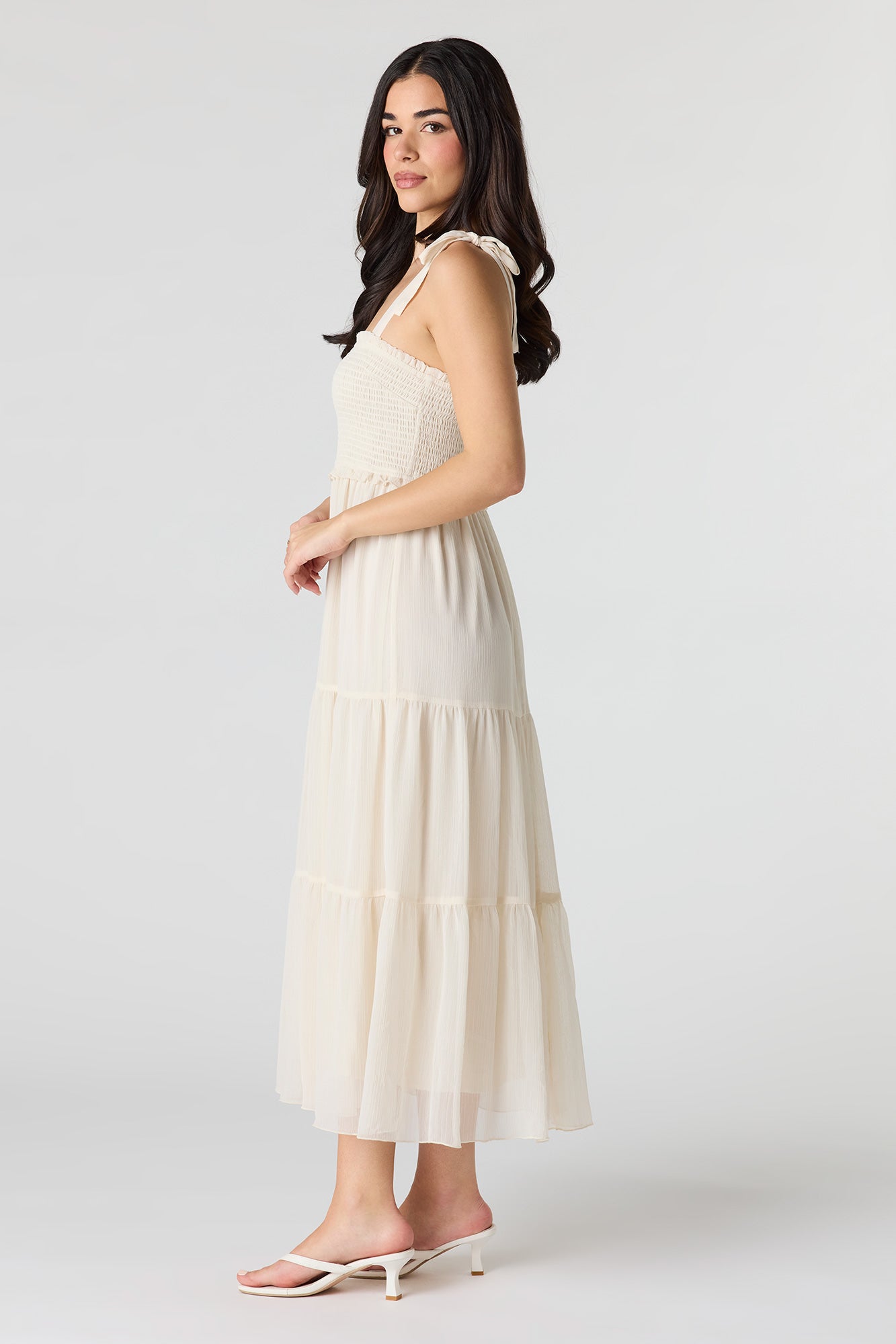 Chiffon Smocked Tiered Midi Dress