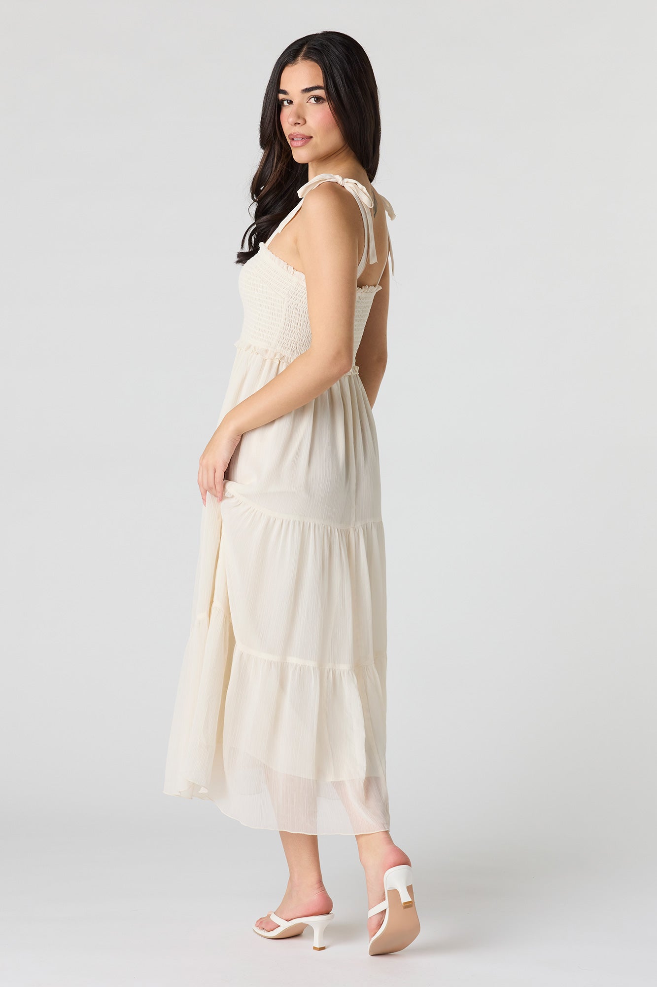 Chiffon Smocked Tiered Midi Dress