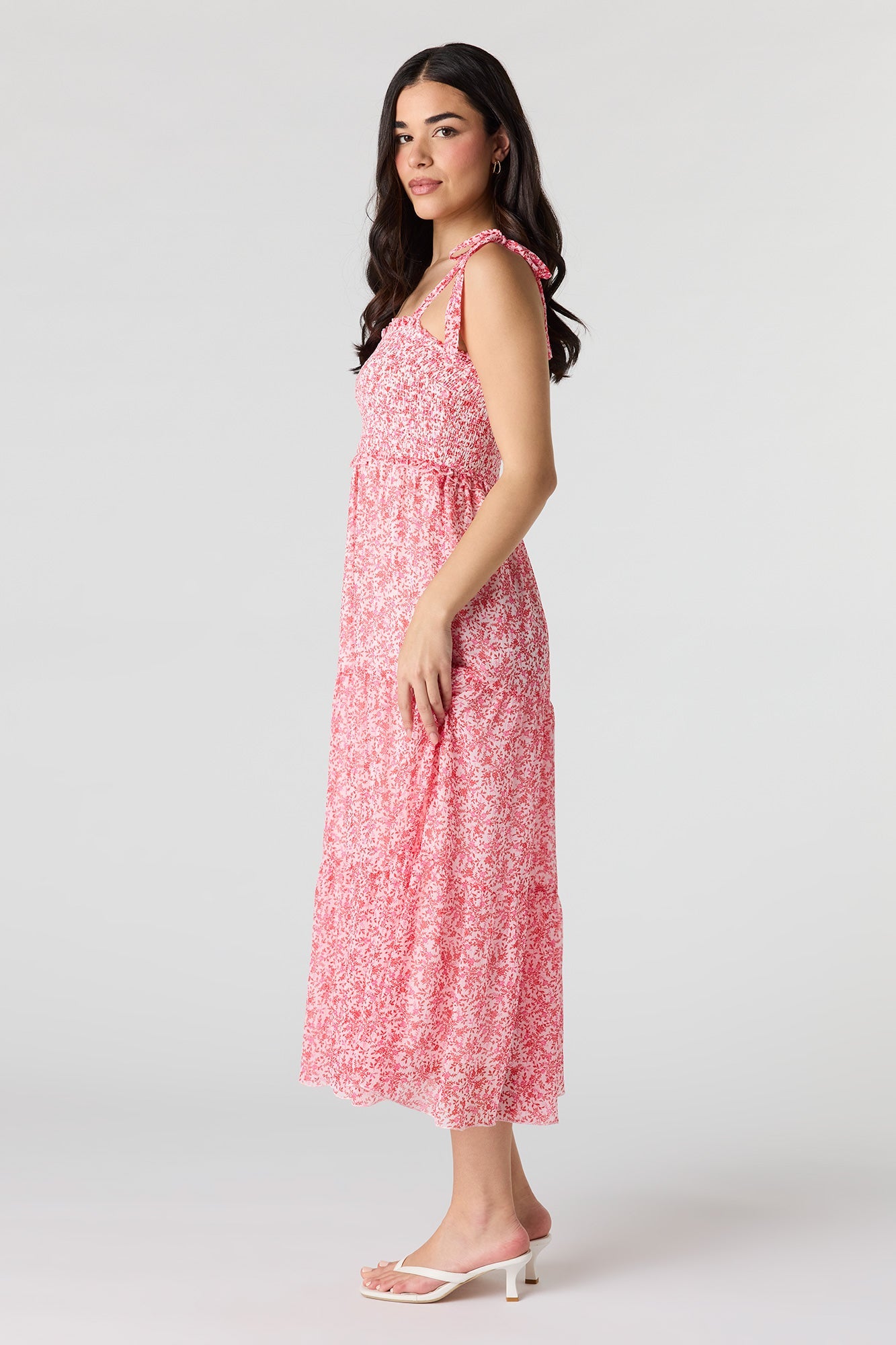 Chiffon Smocked Tiered Midi Dress