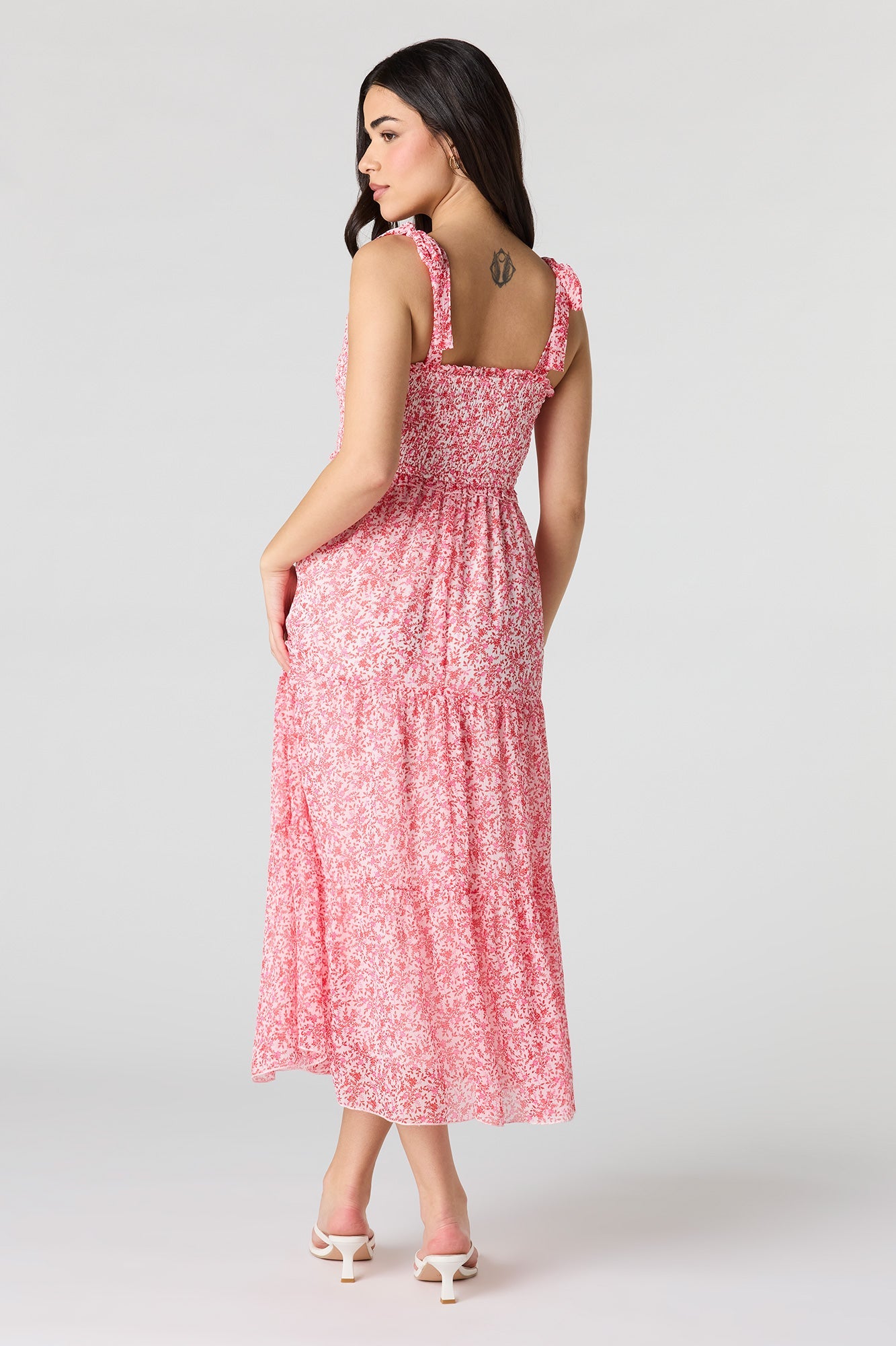 Chiffon Smocked Tiered Midi Dress