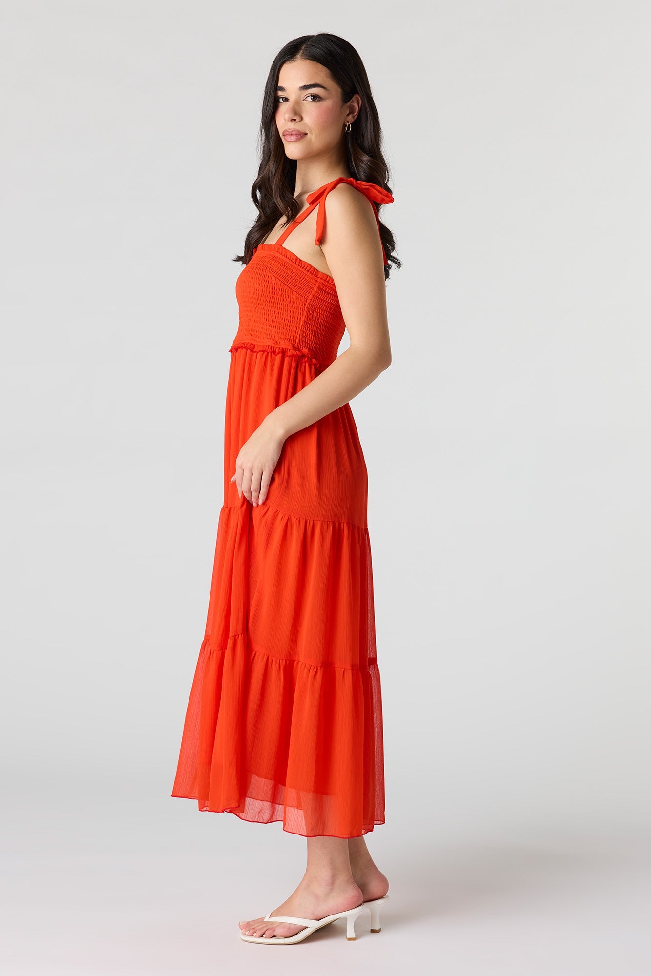 Chiffon Smocked Tiered Midi Dress